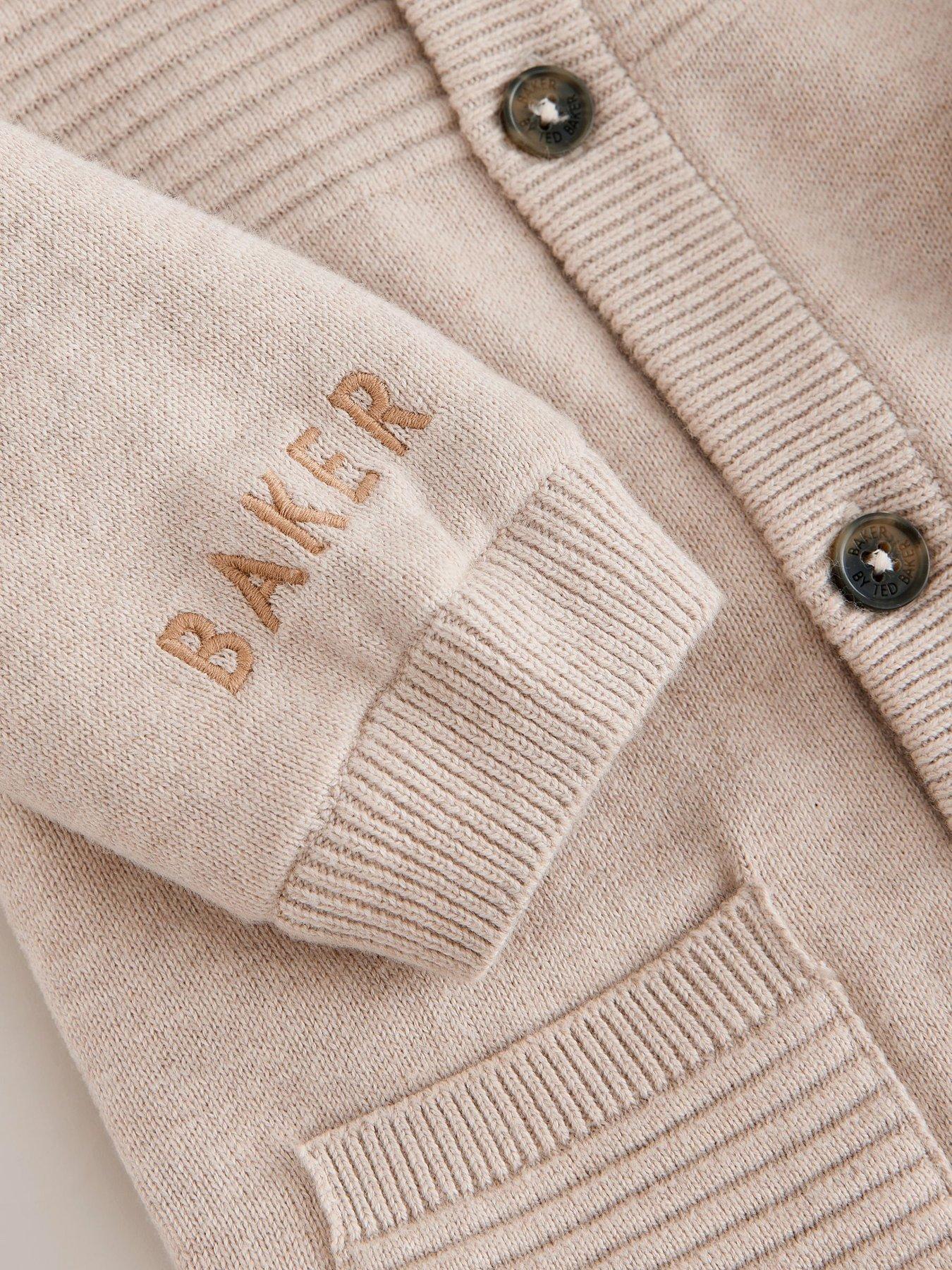 Image 6 of 6 of Ted Baker Baby Unisex Knitted Hooded Lined Romper - Stone
