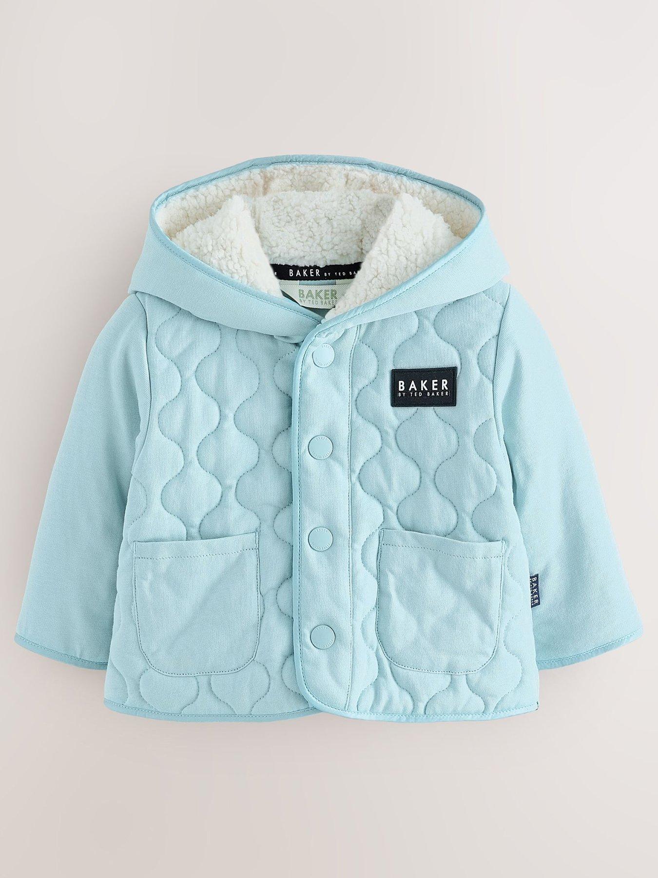 Ted Baker Baby Boys Quilted Borg Lined Hood Popper Jacket - Green