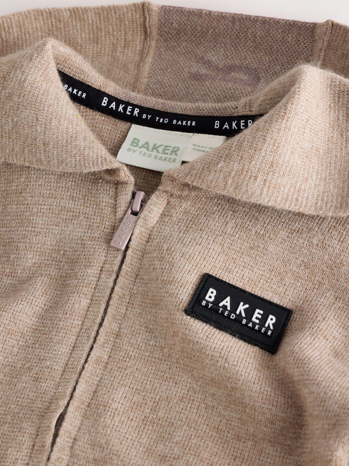 Image 3 of 5 of Ted Baker Baby Boys Knitted Hooded Zip-Through Jacket - Stone