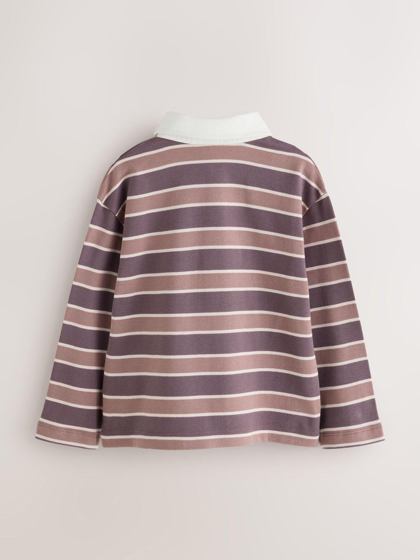 Image 6 of 7 of smALLSAINTS Girls Multi Script Logo Stripe Collared Rugby Shirt - Multi