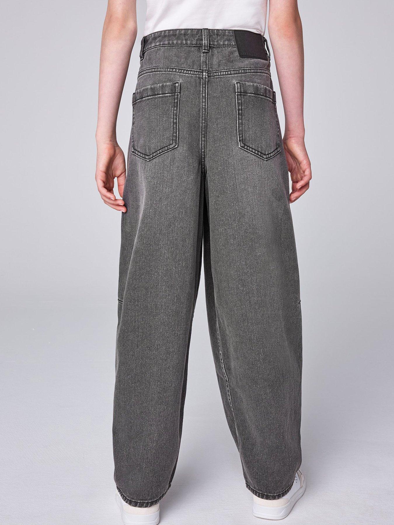 Image 2 of 7 of smALLSAINTS Girls Barrel Leg Jeans - Washed Black