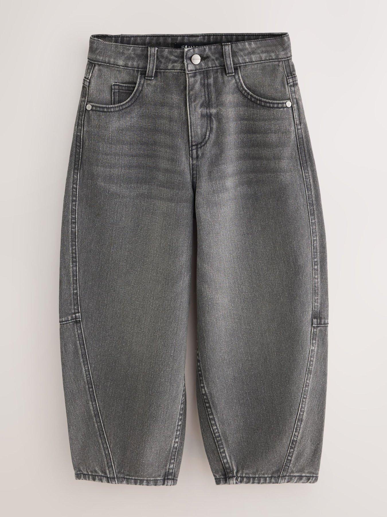 Image 6 of 7 of smALLSAINTS Girls Barrel Leg Jeans - Washed Black