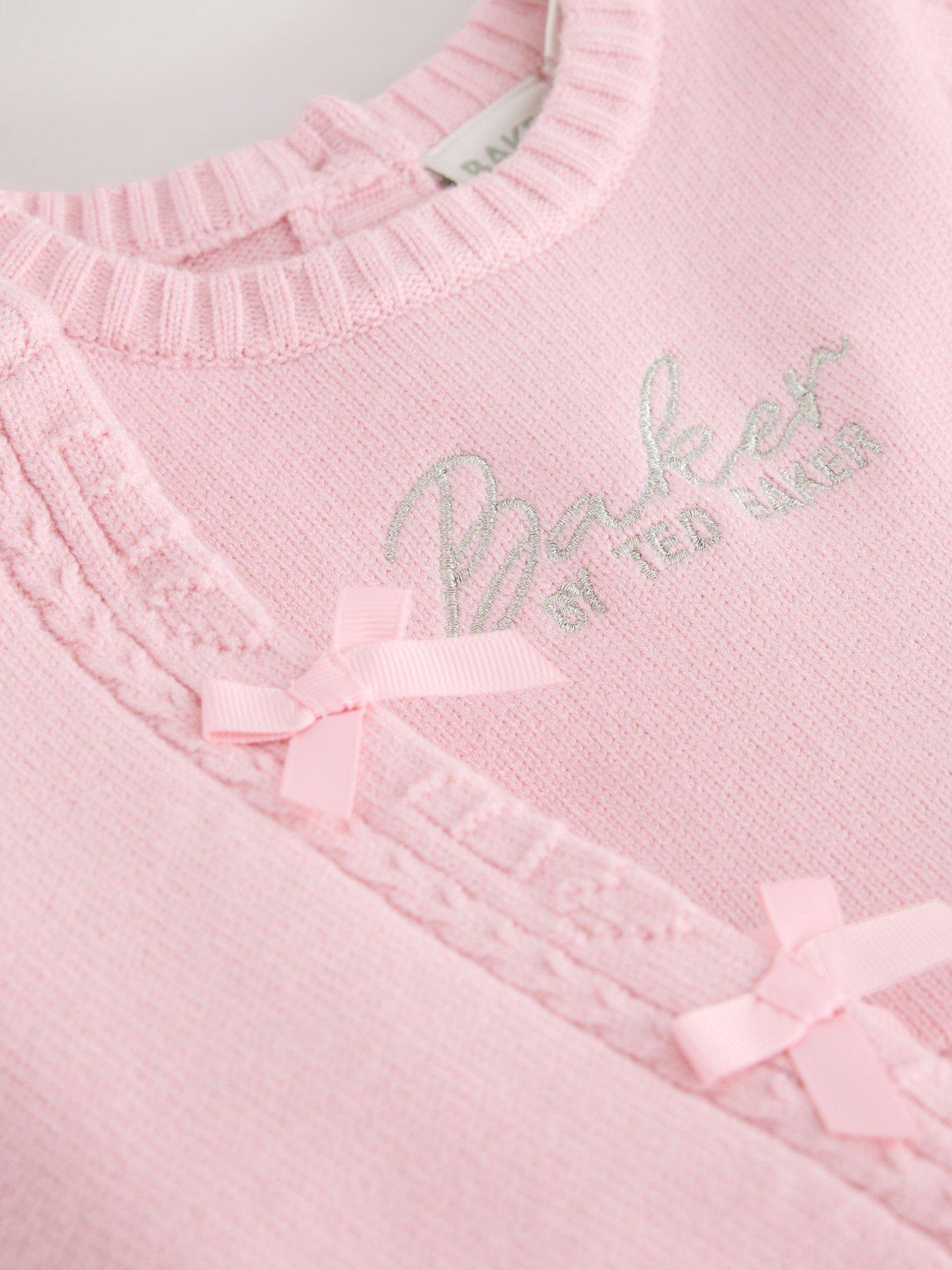 Image 4 of 6 of Ted Baker Baby Girls Knitted Peplum Bow Detail Set - Pink