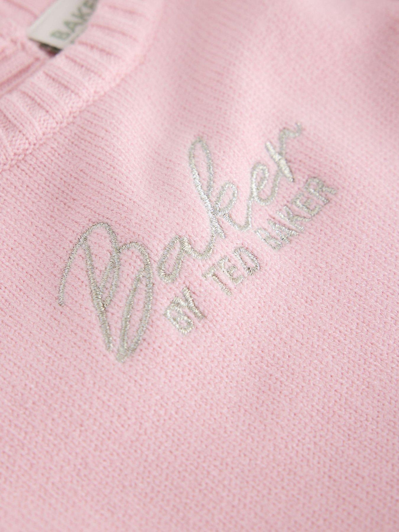 Image 5 of 6 of Ted Baker Baby Girls Knitted Peplum Bow Detail Set - Pink