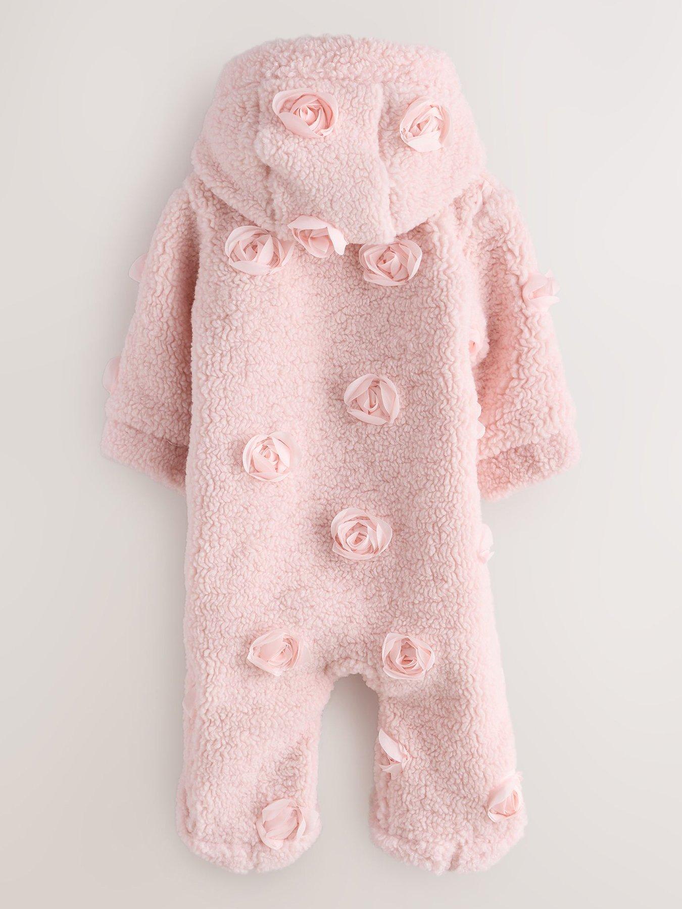 Image 2 of 6 of Ted Baker Baby Girls 3d Corsage Borg Pramsuit - Pink