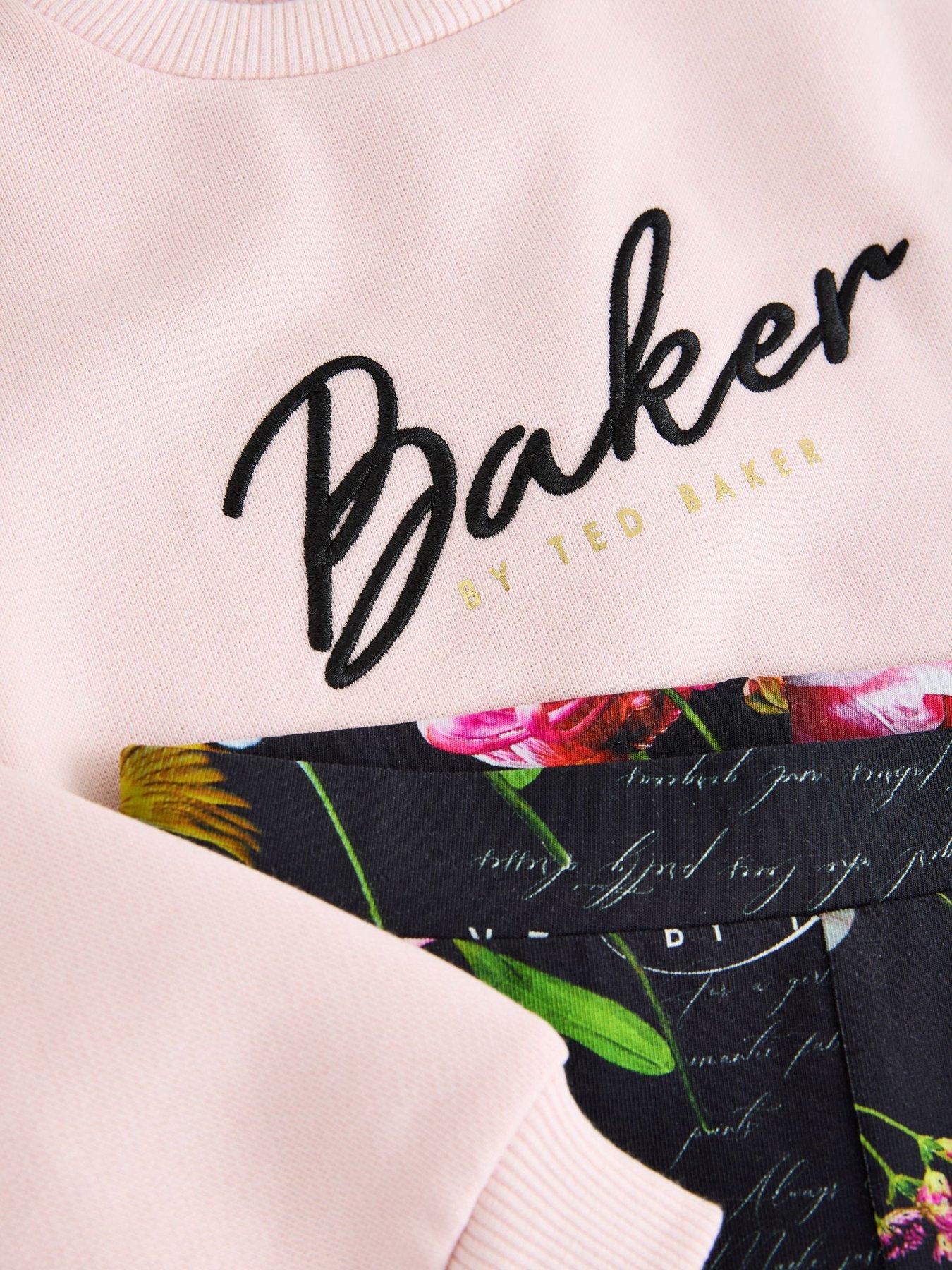 Image 4 of 7 of Ted Baker Girls Longline Ruffle Hem Flared Leggings Set - Multi