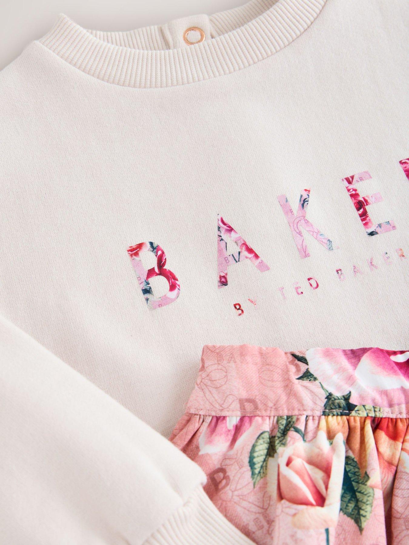 Image 4 of 6 of Ted Baker Young Girls Floral Logo Tiered Skirt Set - Multi