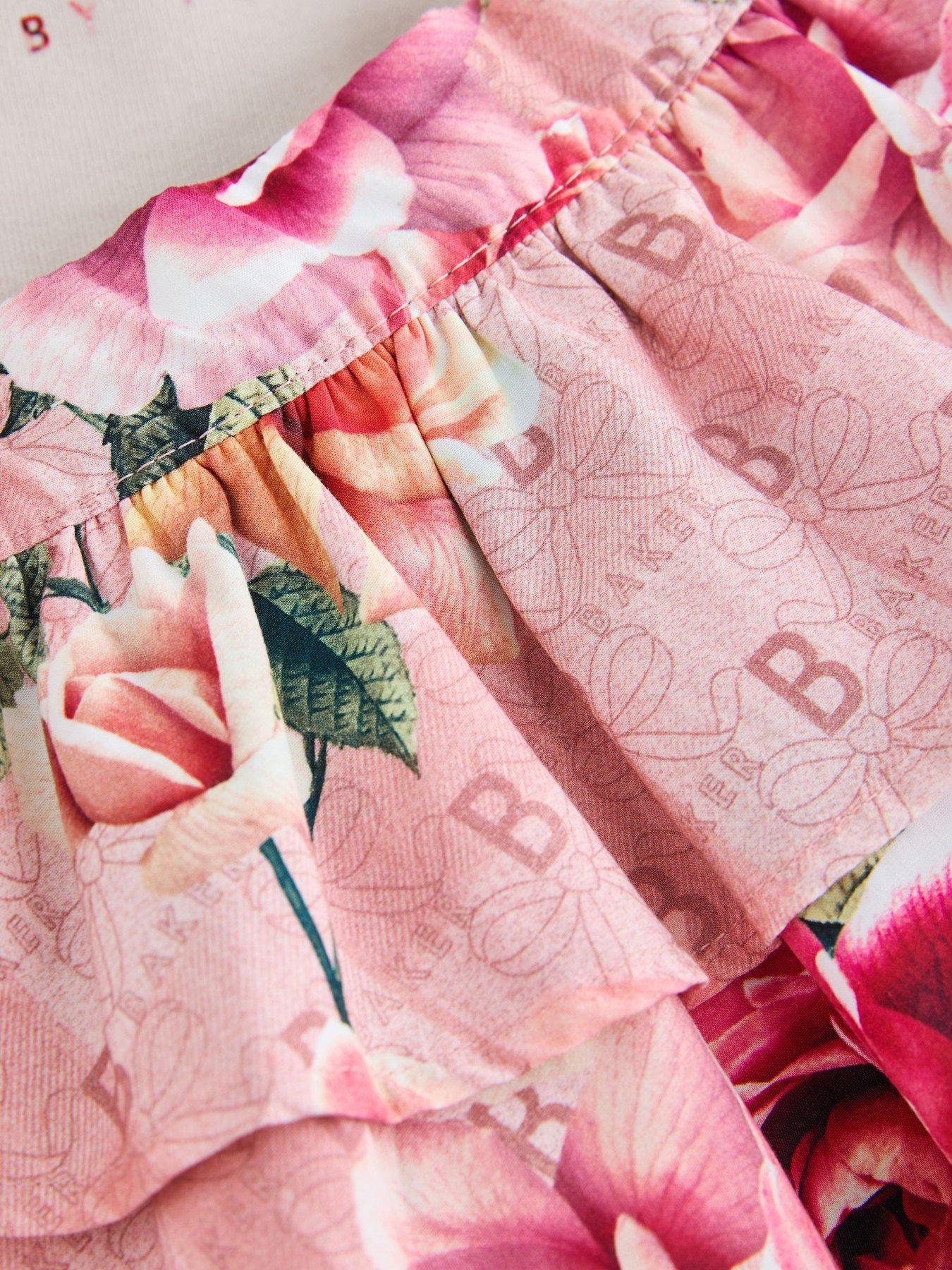 Image 5 of 6 of Ted Baker Young Girls Floral Logo Tiered Skirt Set - Multi