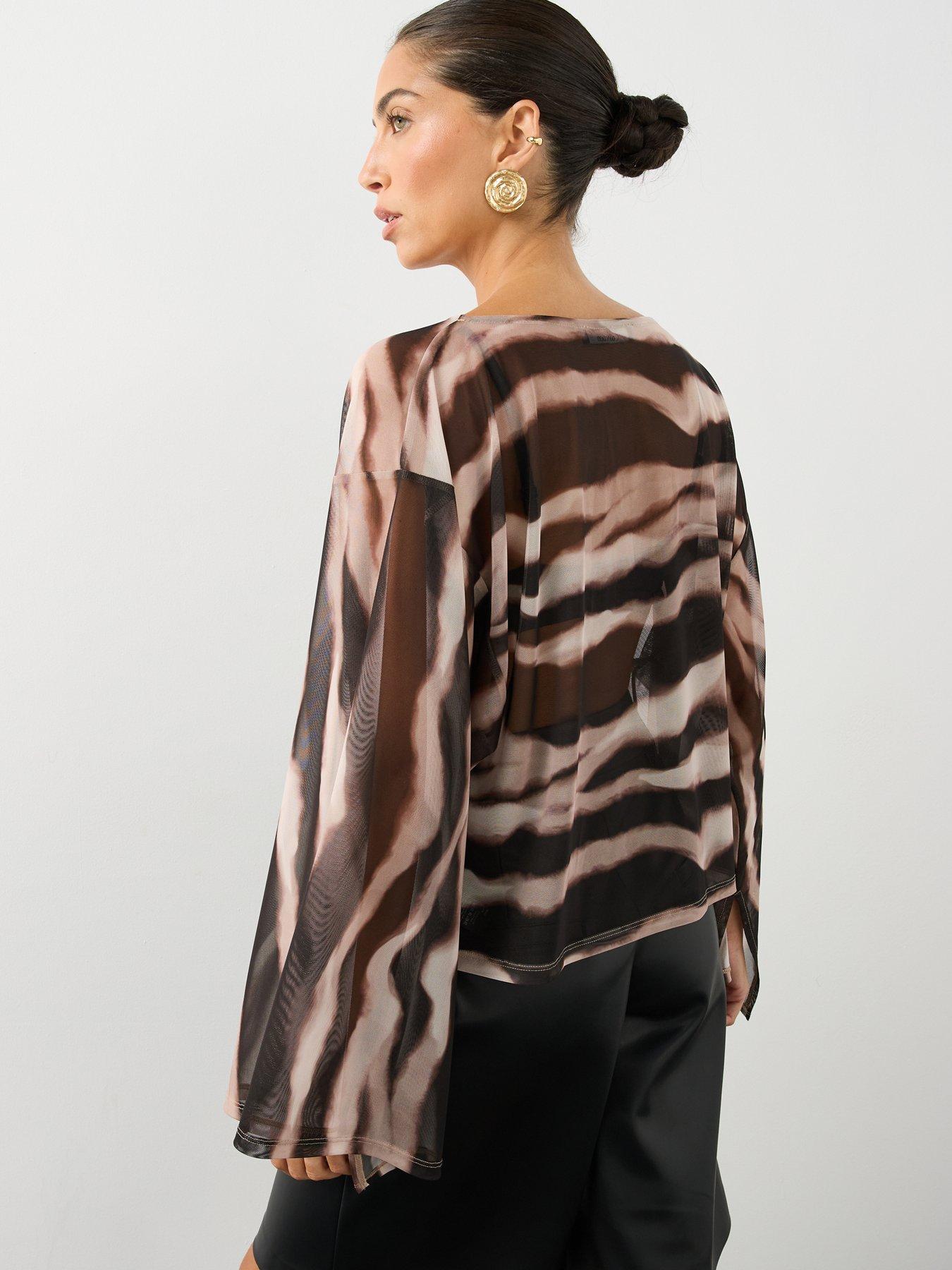 Image 2 of 7 of The Very Collection Womens Volume Sleeve Zebra Print Top - Animal