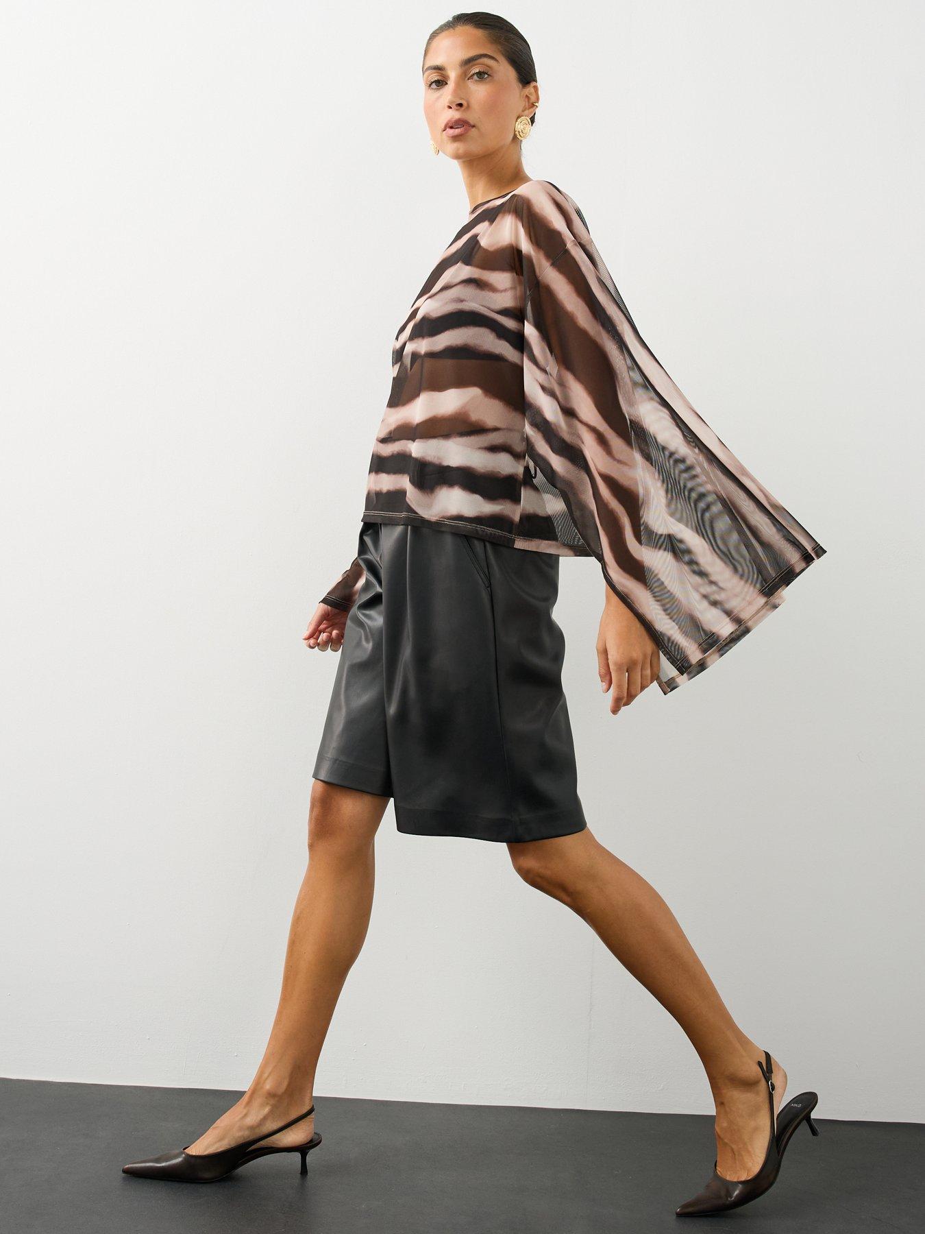 Image 3 of 7 of The Very Collection Womens Volume Sleeve Zebra Print Top - Animal