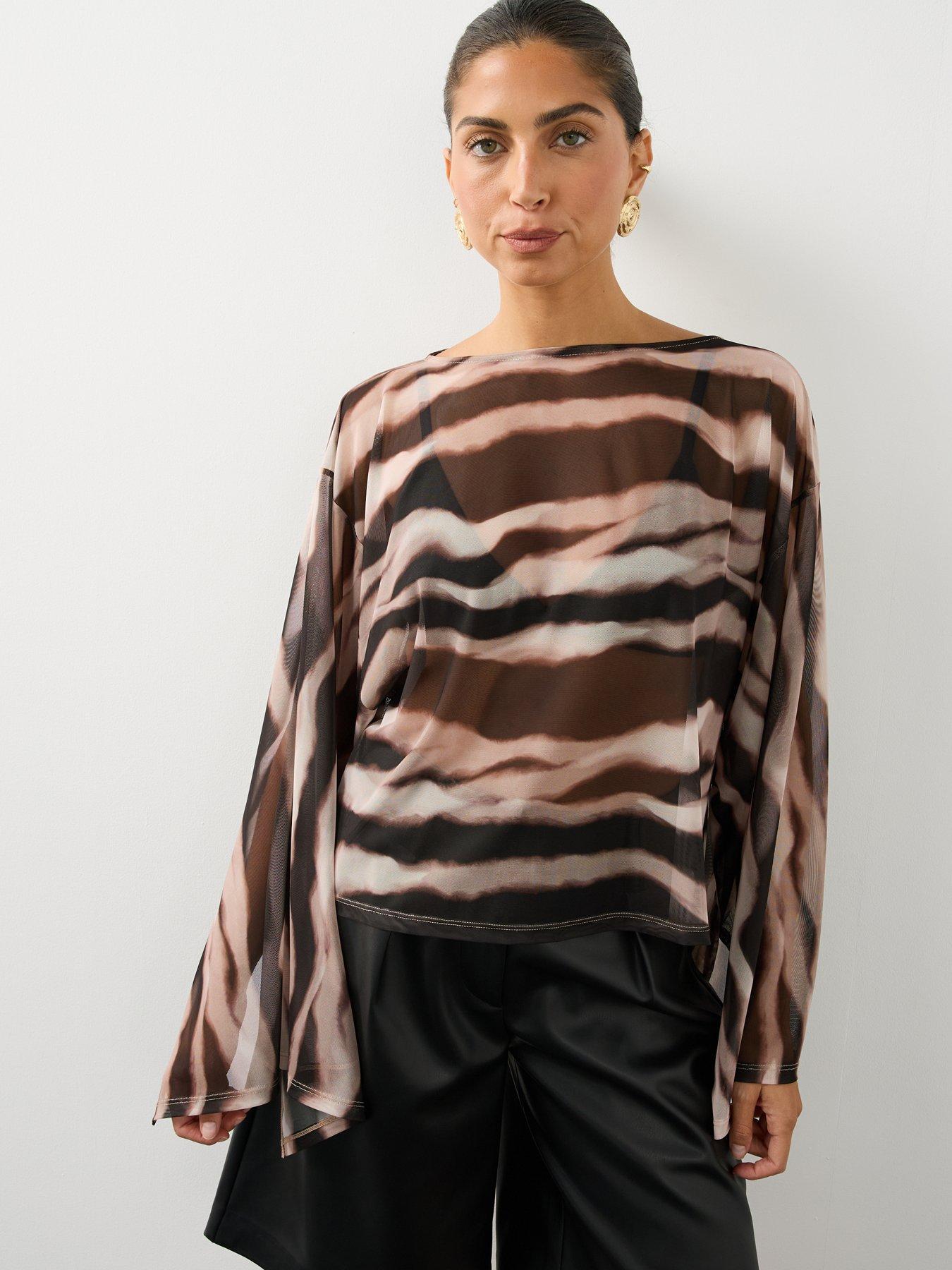 Image 5 of 7 of The Very Collection Womens Volume Sleeve Zebra Print Top - Animal