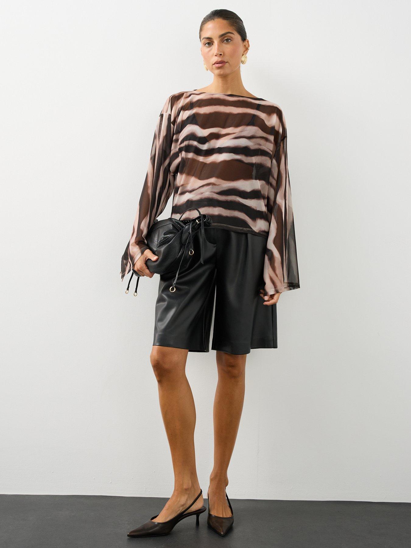 Image 6 of 7 of The Very Collection Womens Volume Sleeve Zebra Print Top - Animal