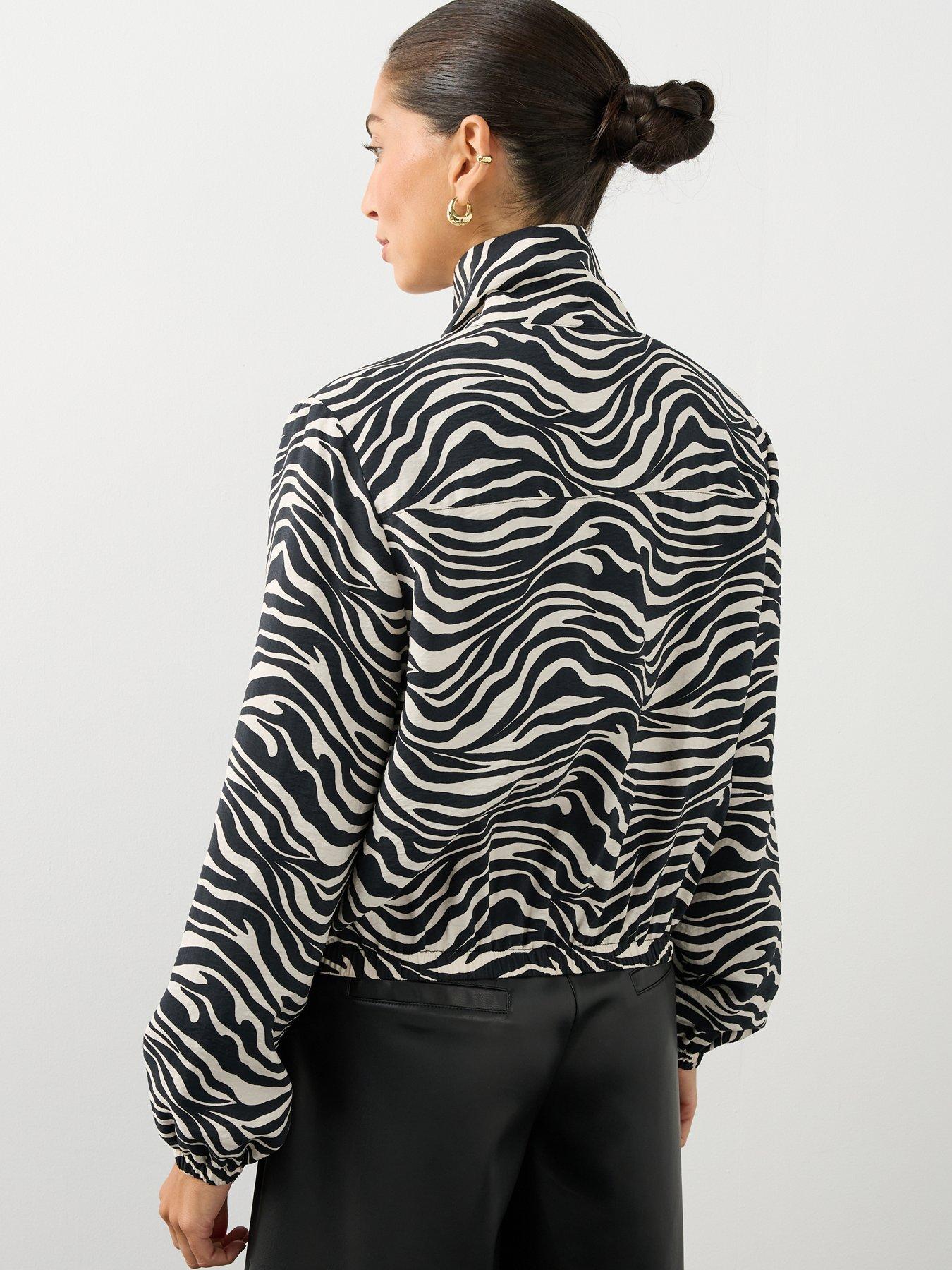 Image 2 of 6 of The Very Collection Womens Zebra Funnel Half Zip Lightweight Jacket - Multi