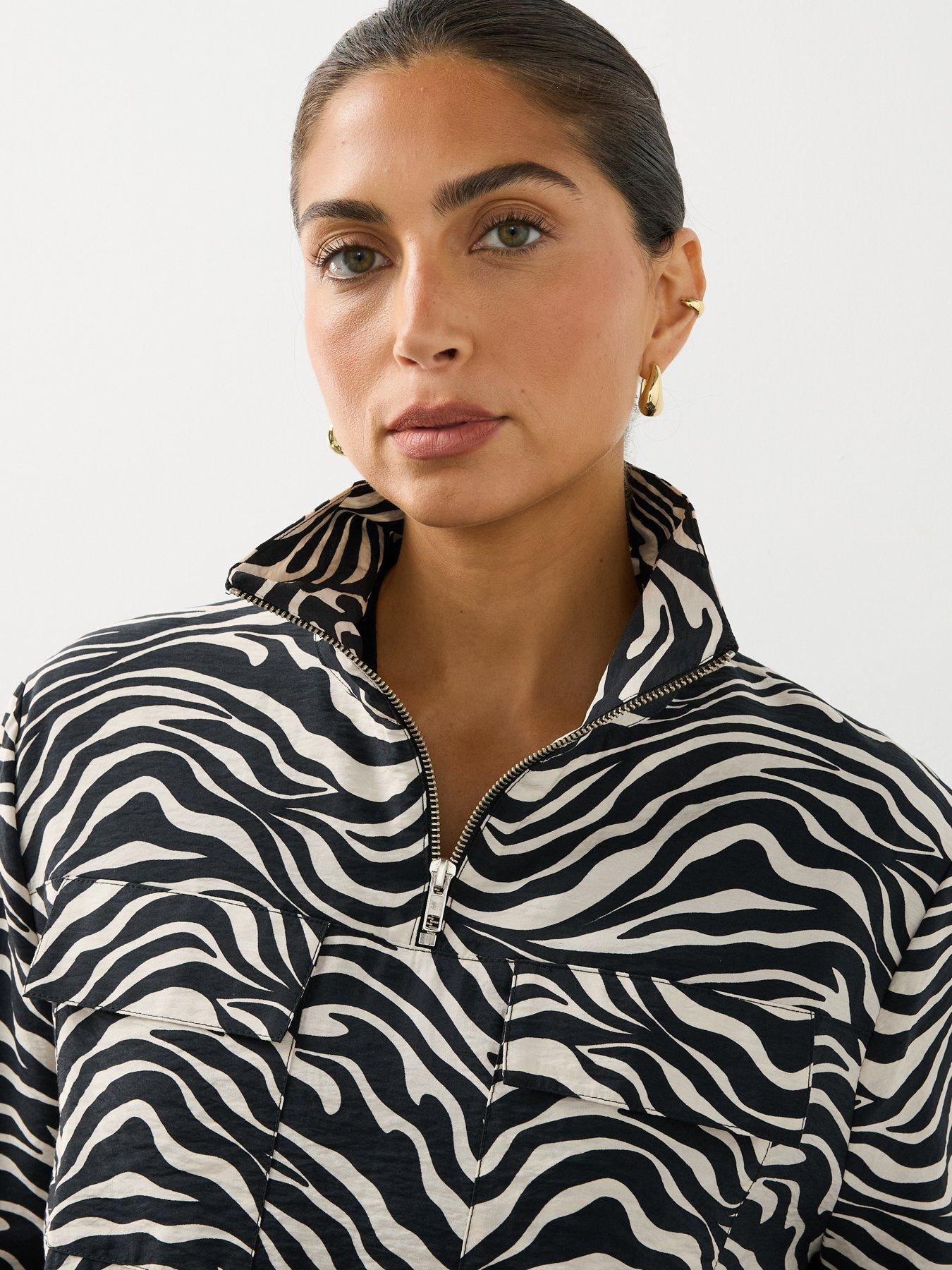 Image 4 of 6 of The Very Collection Womens Zebra Funnel Half Zip Lightweight Jacket - Multi