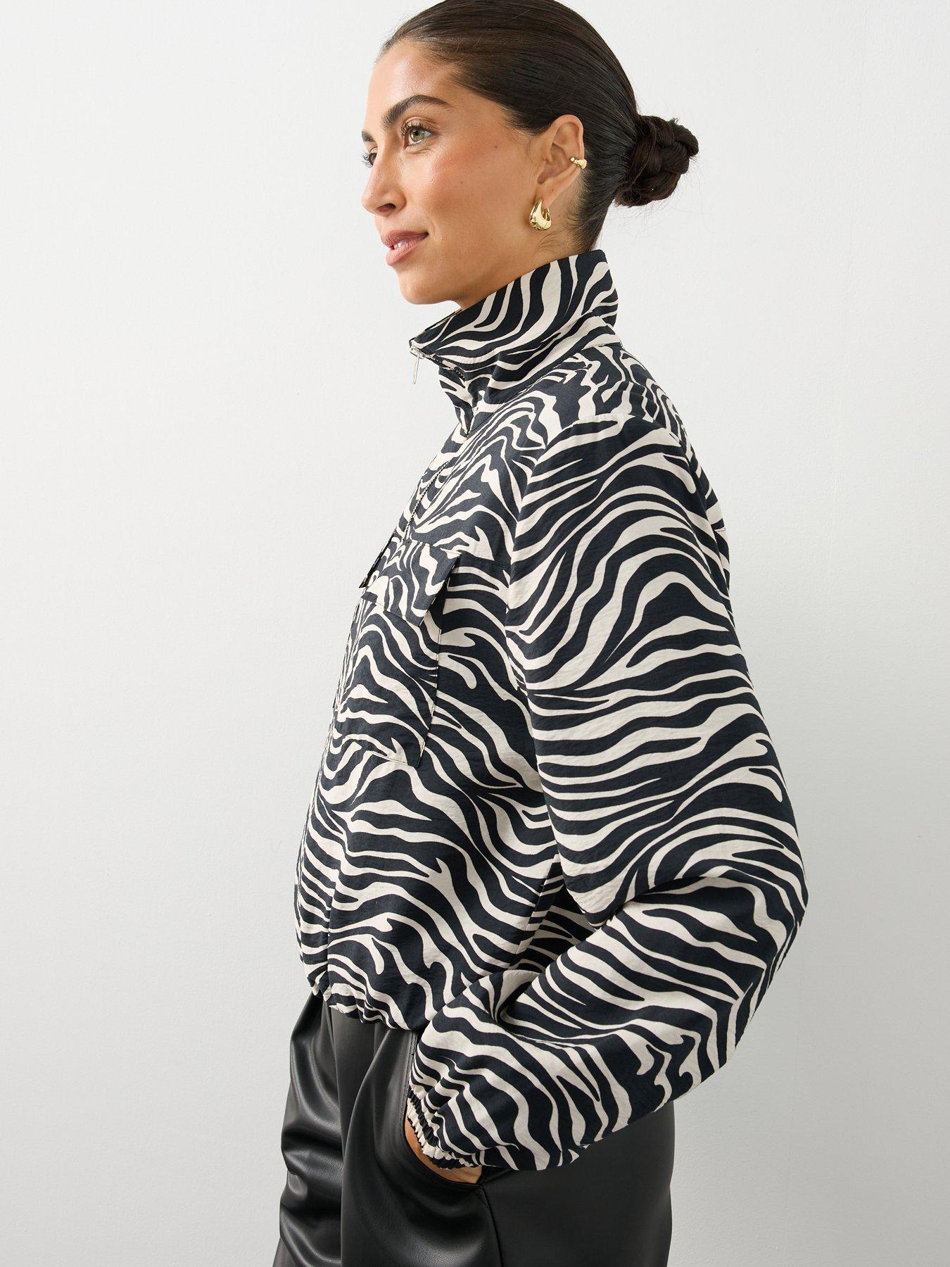 Image 5 of 6 of The Very Collection Womens Zebra Funnel Half Zip Lightweight Jacket - Multi