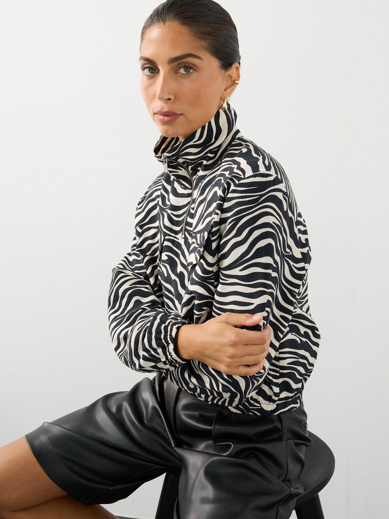 Image 6 of 6 of The Very Collection Womens Zebra Funnel Half Zip Lightweight Jacket - Multi