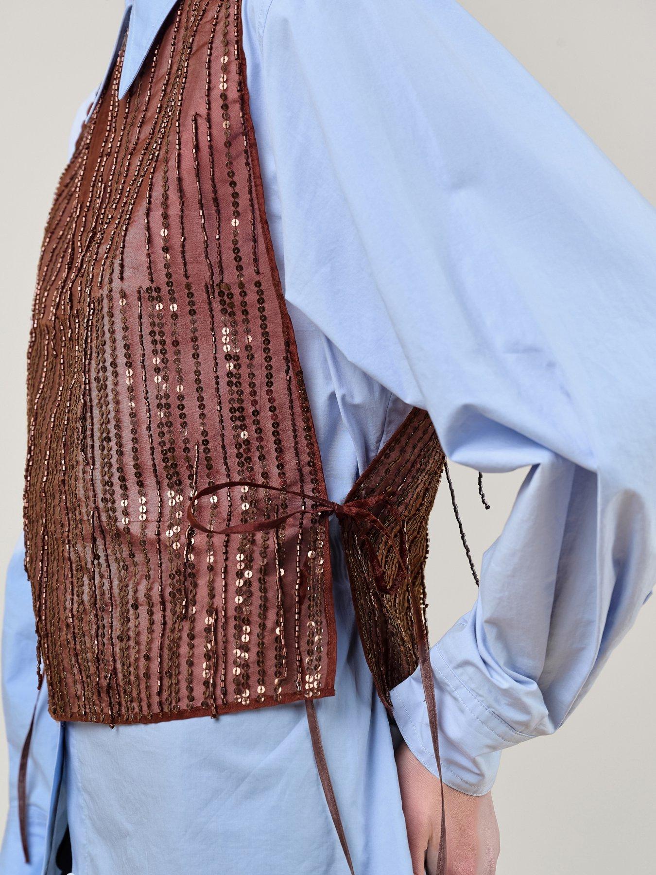 Image 3 of 3 of Vi.ve.re Womens Gillian Embellished Side Tie Tabard - Brown