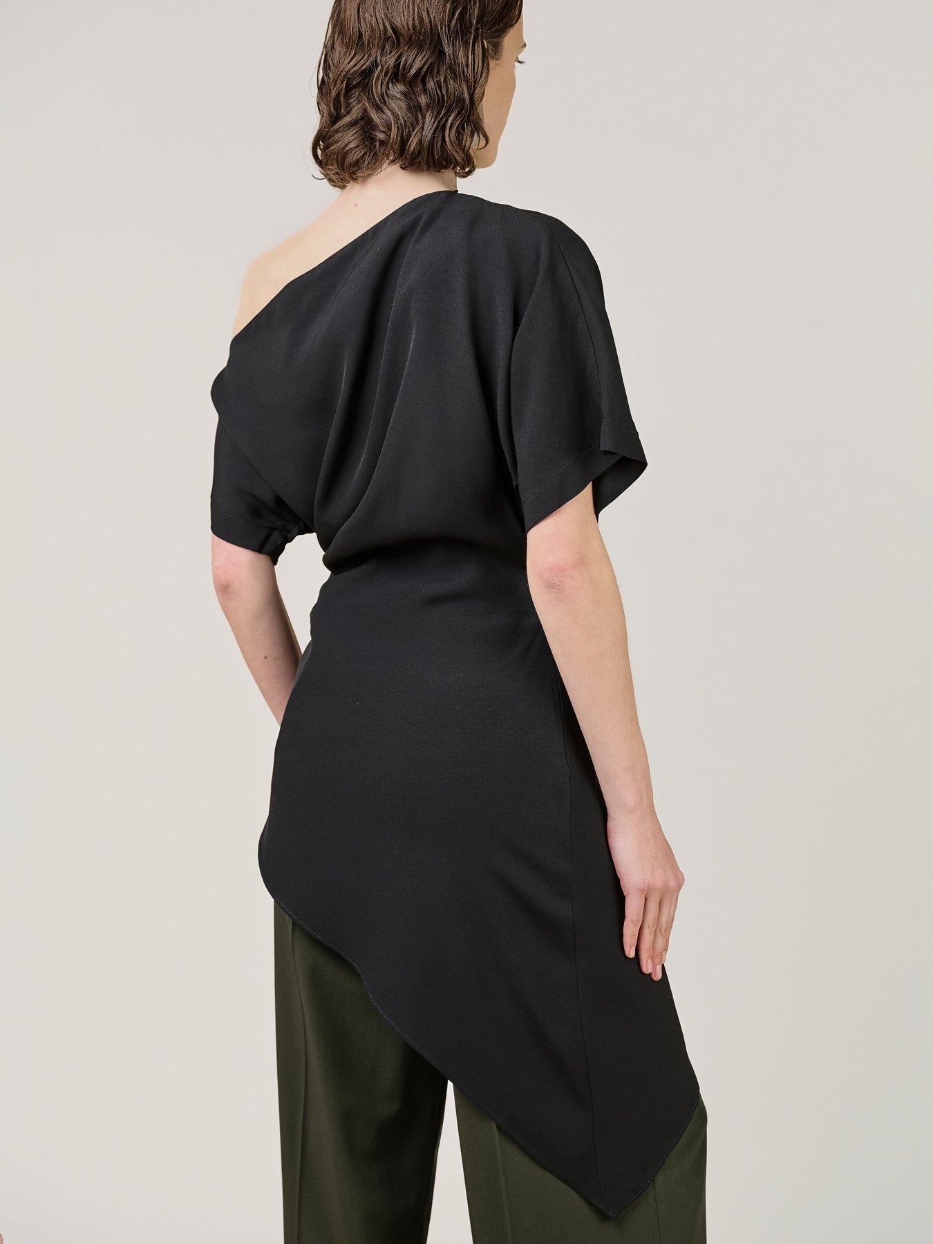 Image 3 of 3 of Vi.ve.re Deone Draped One Shoulder Asymmetric Top - Black