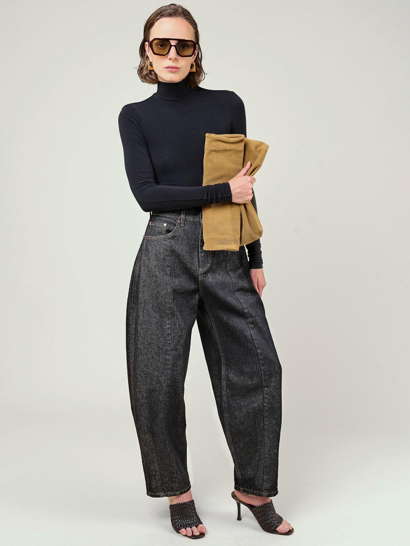 Image 1 of 3 of Vi.ve.re Vi.ve.re Womens Naya Barrel Leg Jeans - Black