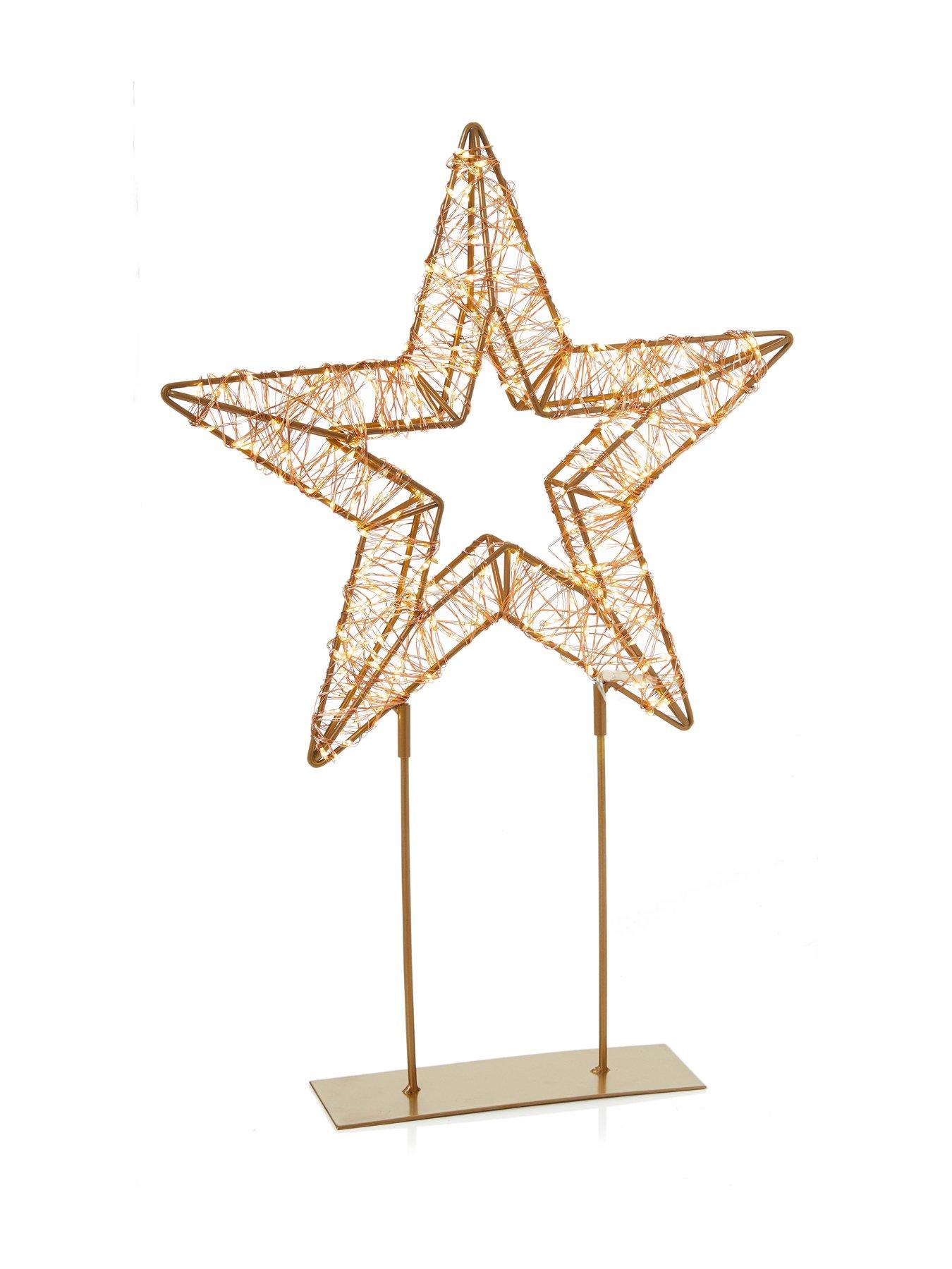 Image 2 of 5 of Premier Decorations 45cm Twinkling Lit Rose Gold Table Top Star