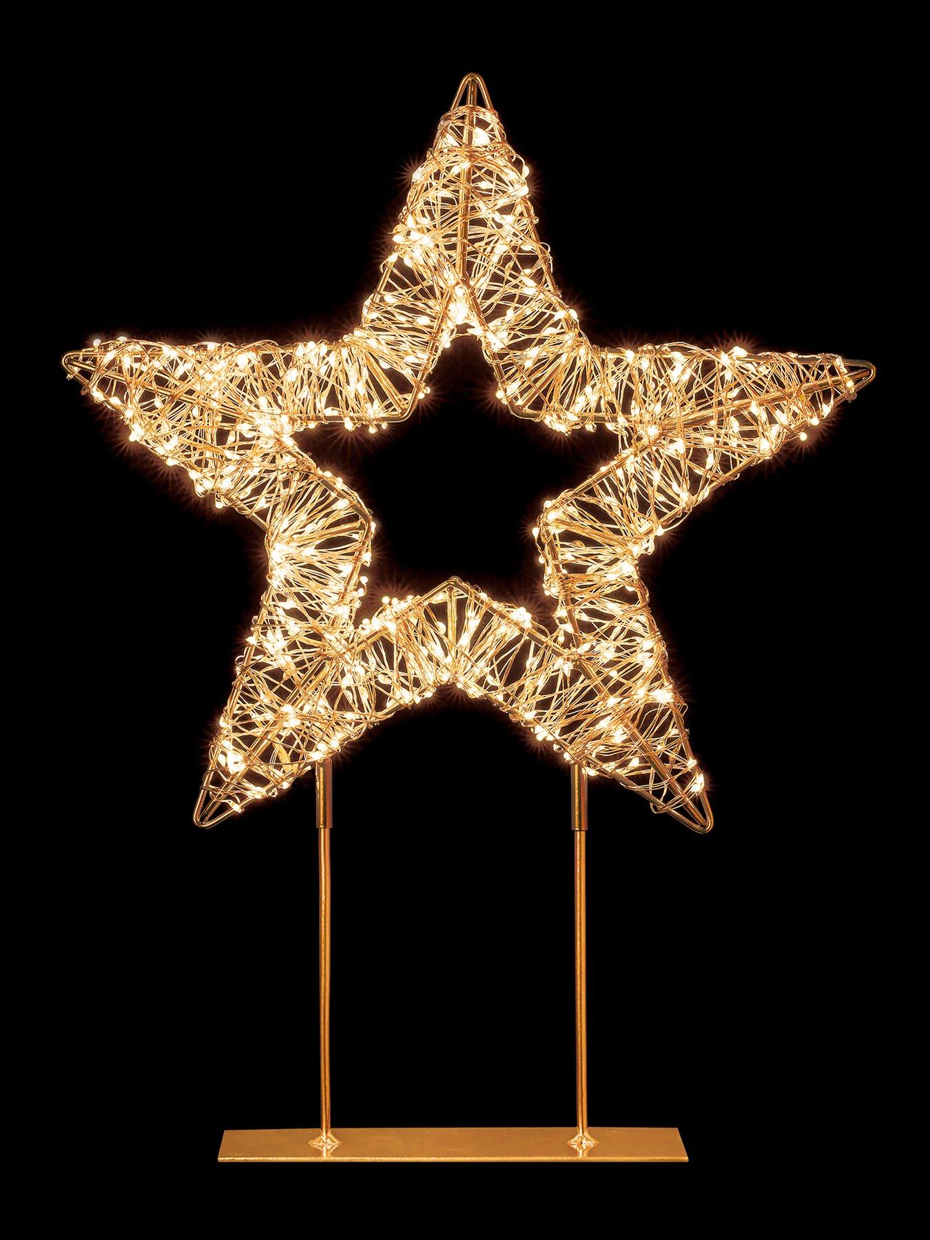 Image 4 of 5 of Premier Decorations 45cm Twinkling Lit Rose Gold Table Top Star