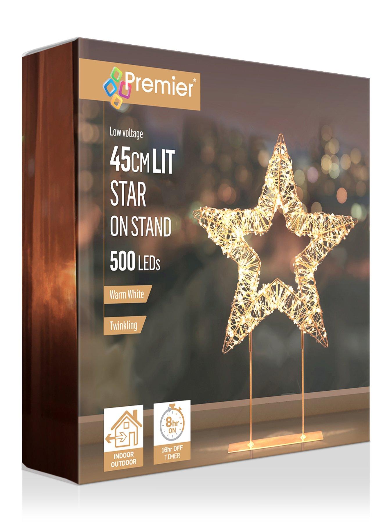 Image 5 of 5 of Premier Decorations 45cm Twinkling Lit Rose Gold Table Top Star
