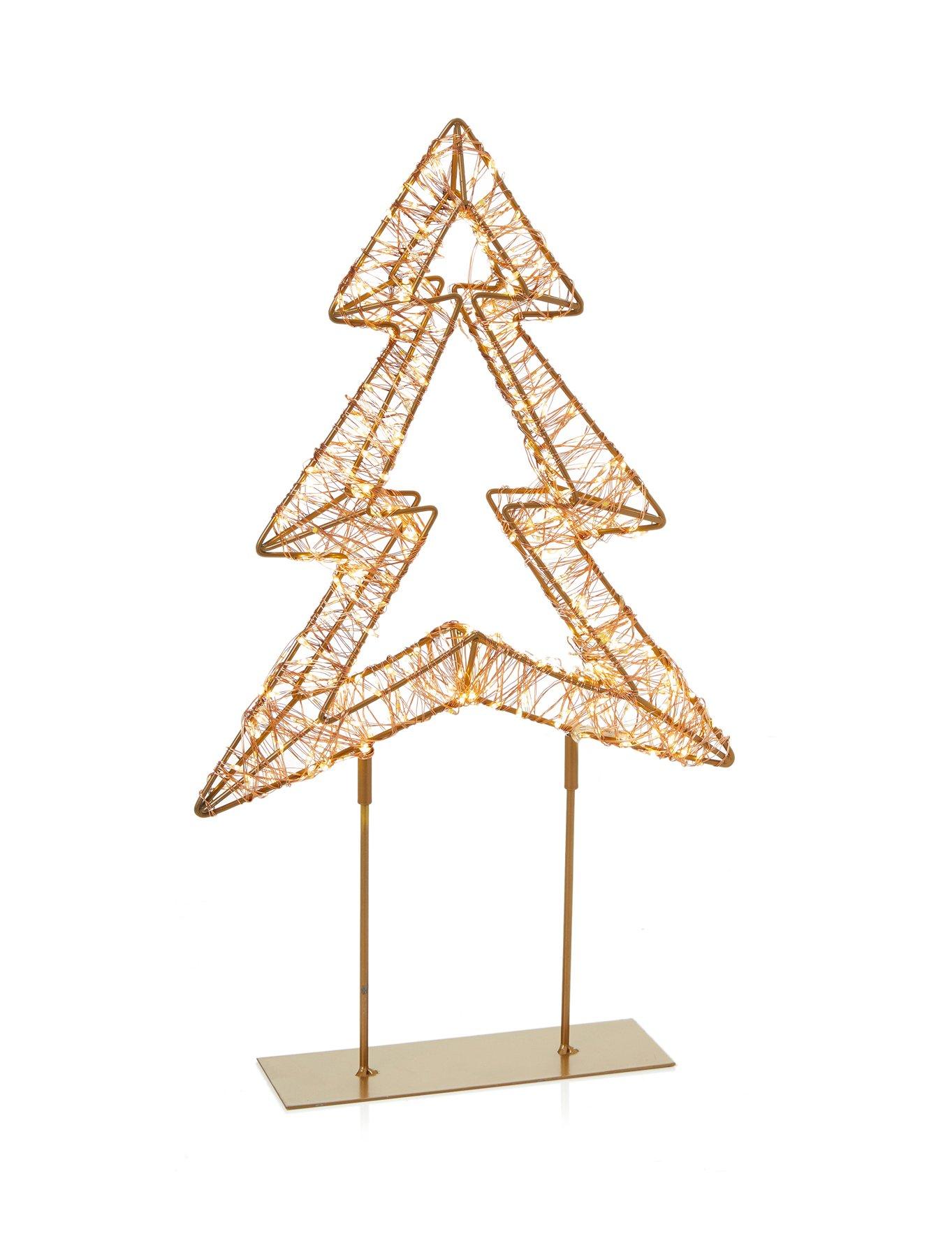 Image 2 of 5 of Premier Decorations 45cm Twinkling Lit Rose Gold Table Top Tree