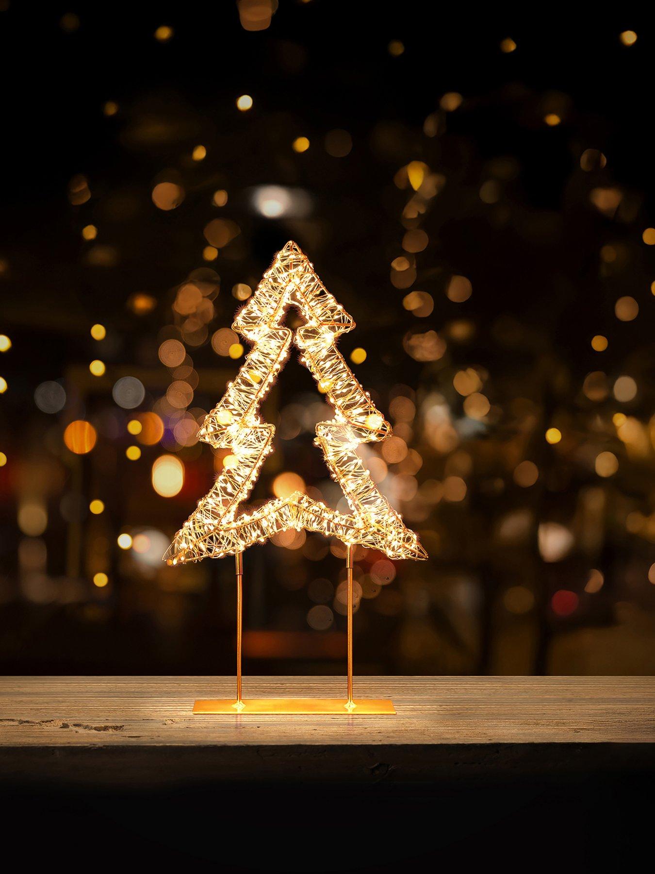 Image 3 of 5 of Premier Decorations 45cm Twinkling Lit Rose Gold Table Top Tree