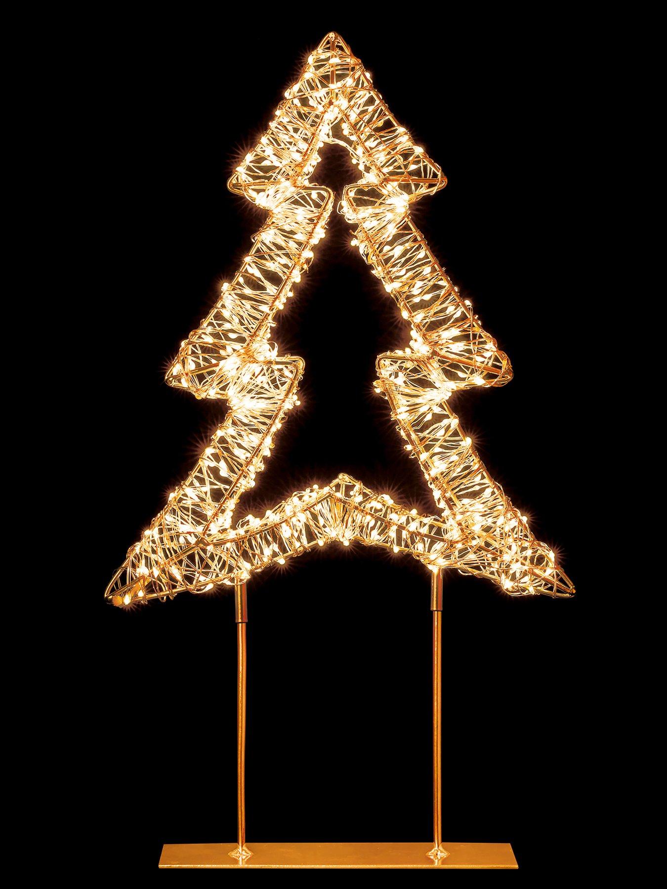 Image 4 of 5 of Premier Decorations 45cm Twinkling Lit Rose Gold Table Top Tree