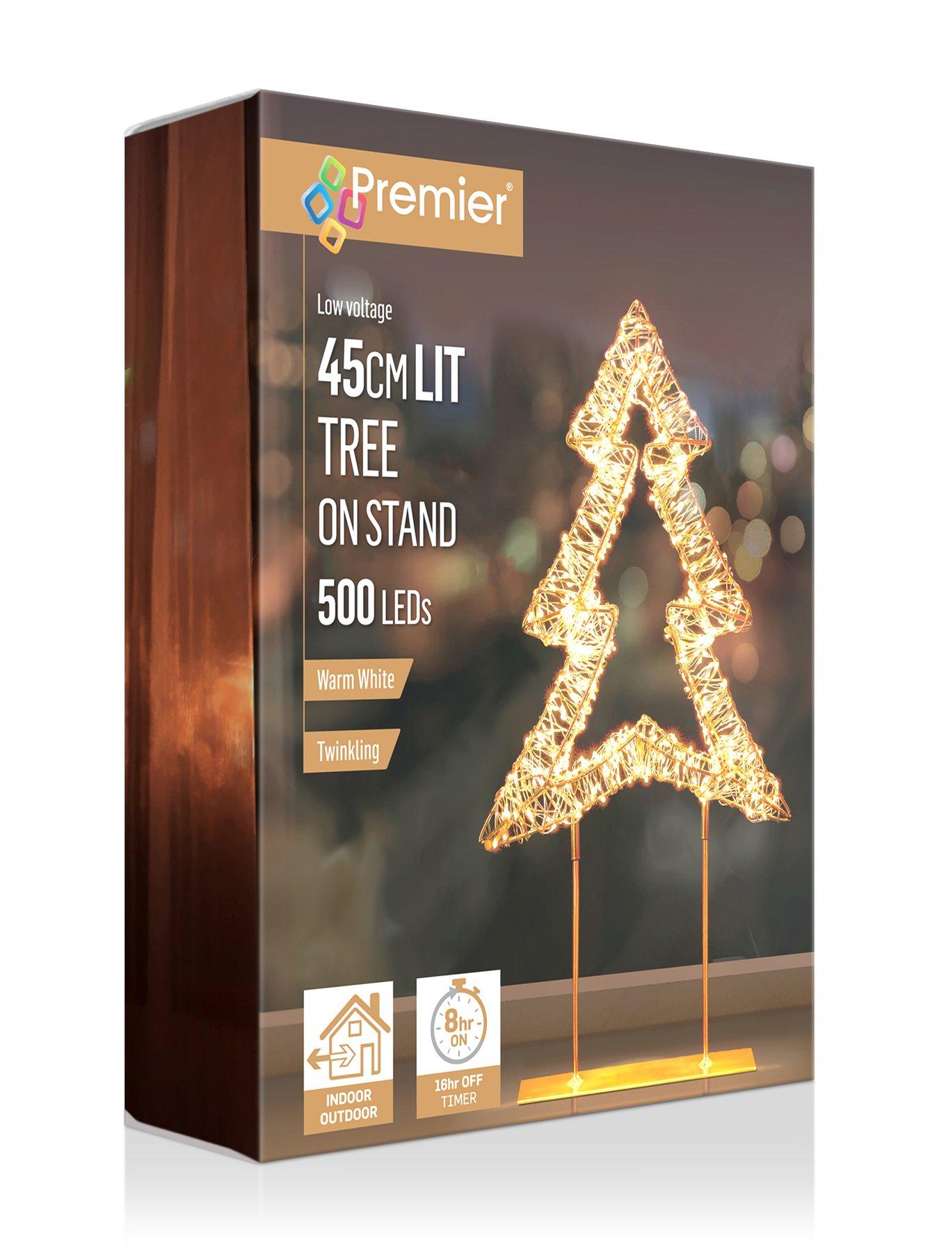 Image 5 of 5 of Premier Decorations 45cm Twinkling Lit Rose Gold Table Top Tree