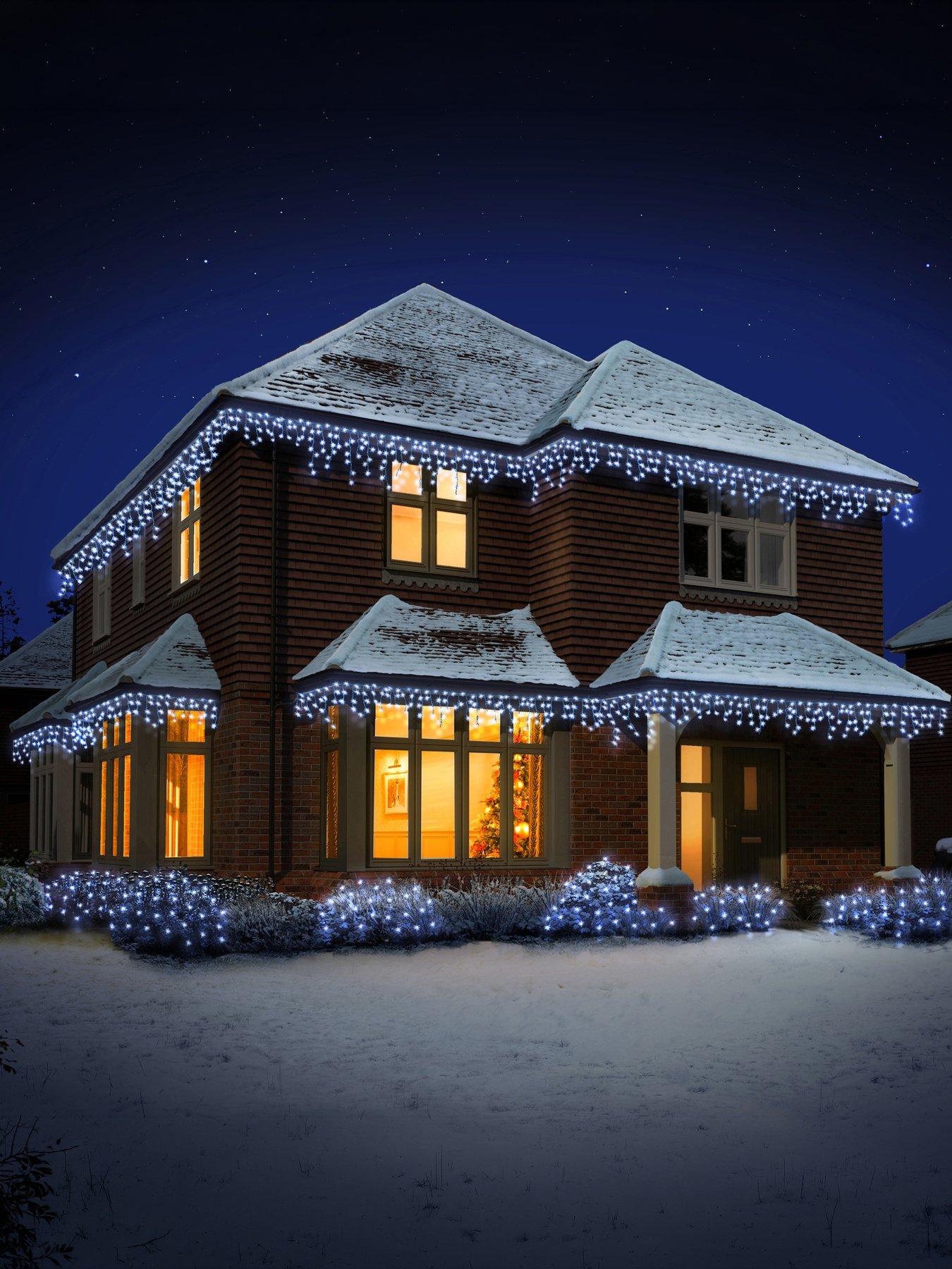 Image 1 of 5 of Premier Decorations 460 Multi Action Frosted Cap Icicles Lights With White Led