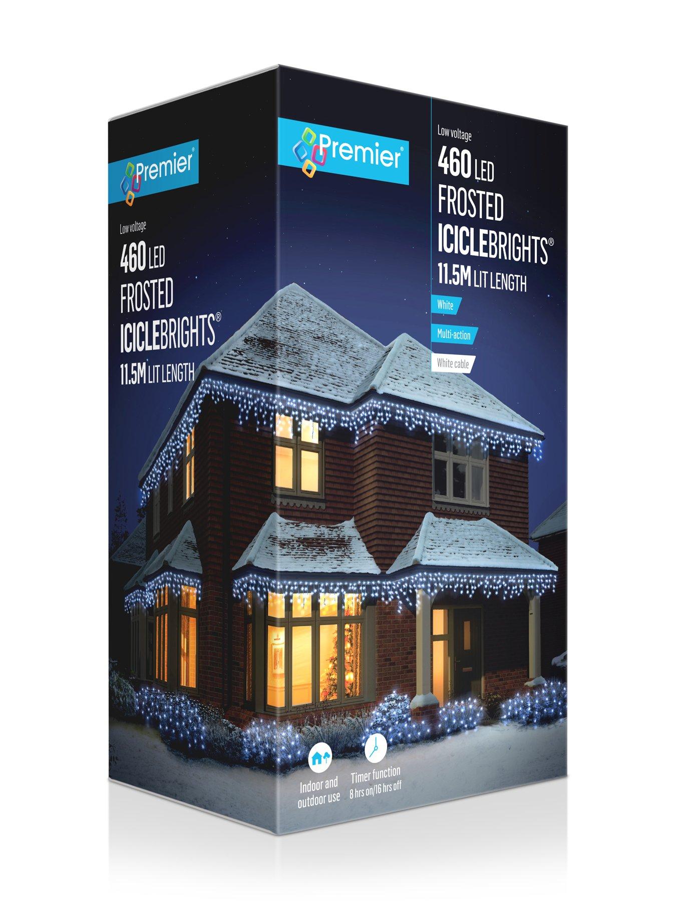 Image 5 of 5 of Premier Decorations 460 Multi Action Frosted Cap Icicles Lights With White Led