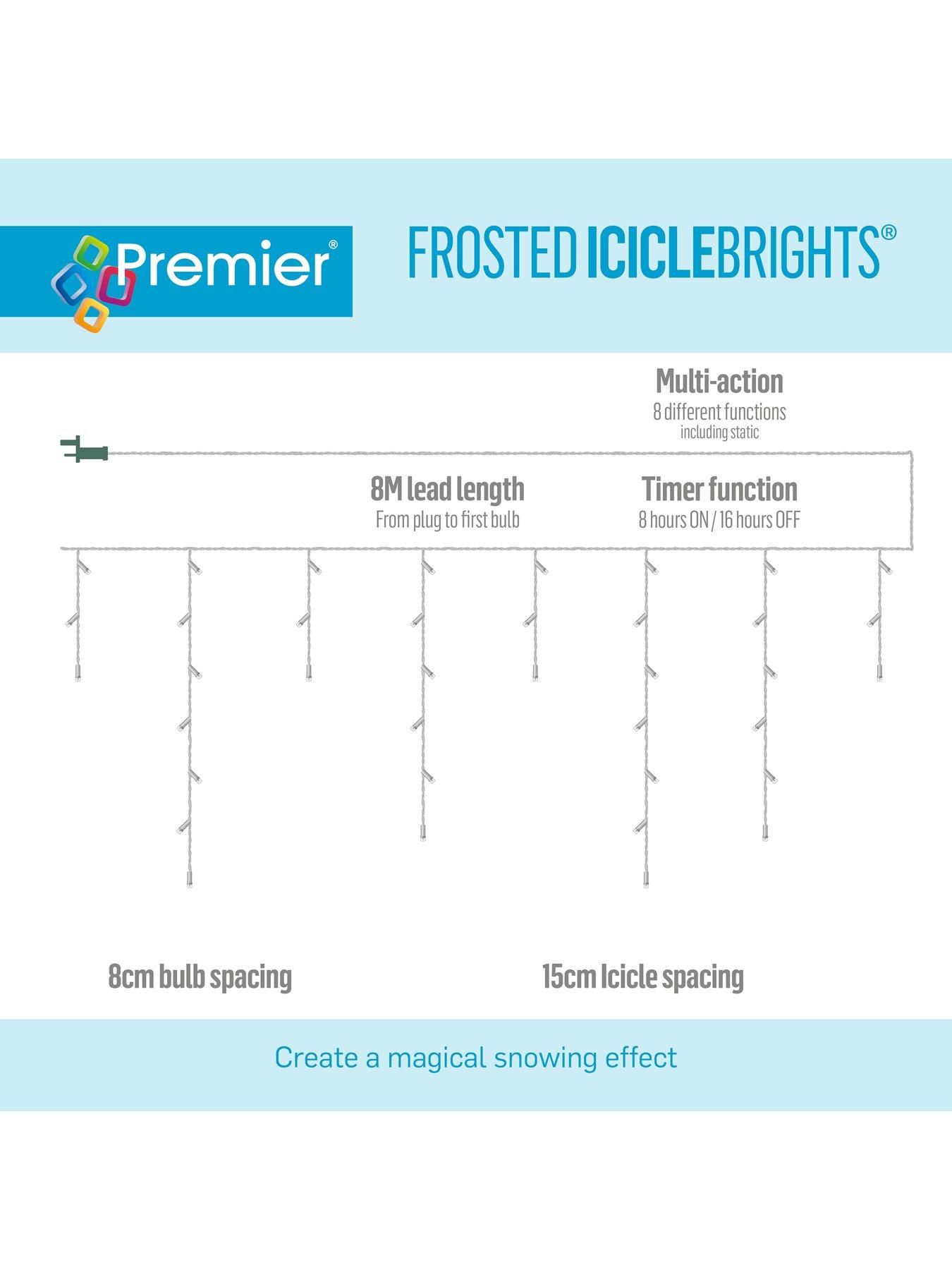 Image 3 of 5 of Premier Decorations 460 Multi Action Frosted Cap Icicle Lights