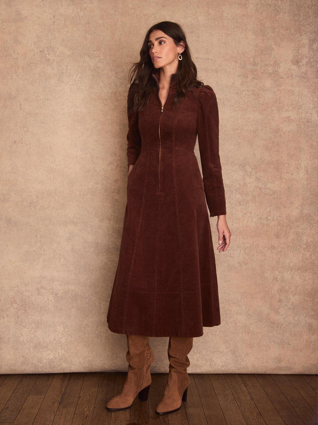Mint Velvet Rust Funnel Midi Dress - Brown