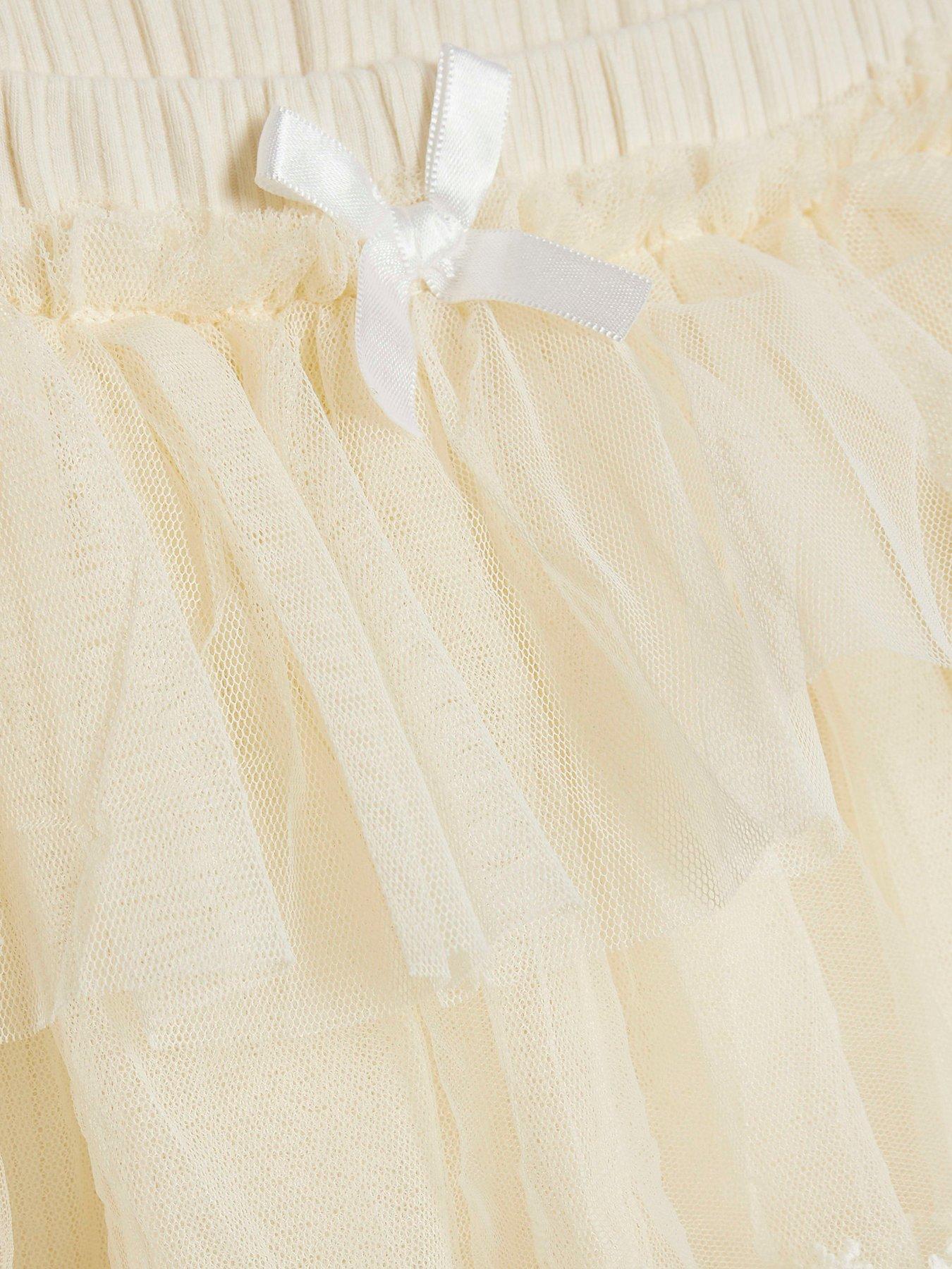Image 5 of 5 of River Island Mini Girls Sequin Bow Tulle Blouse Set - Cream