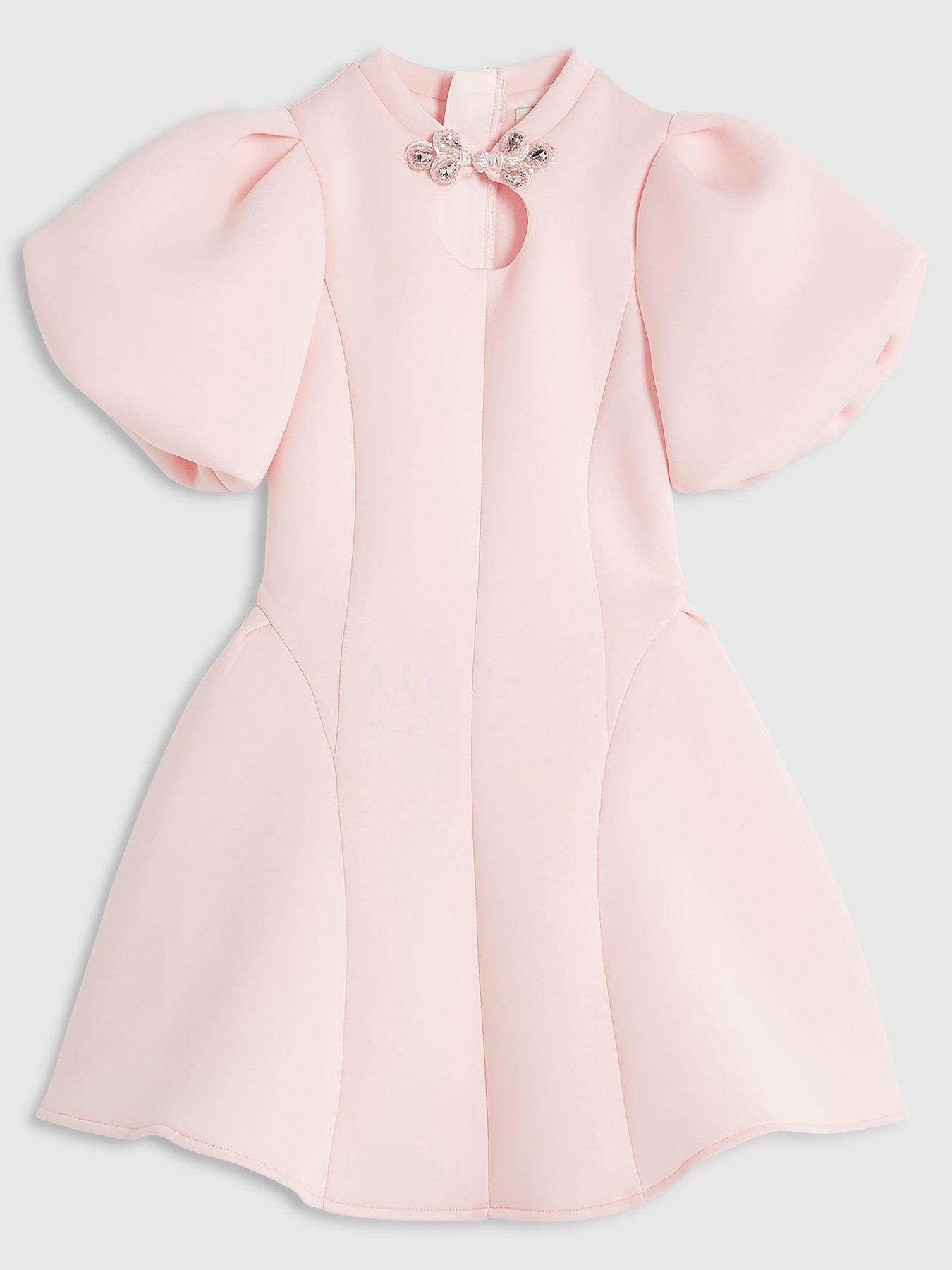 River Island Girls Frogging Premium Dress - Pink