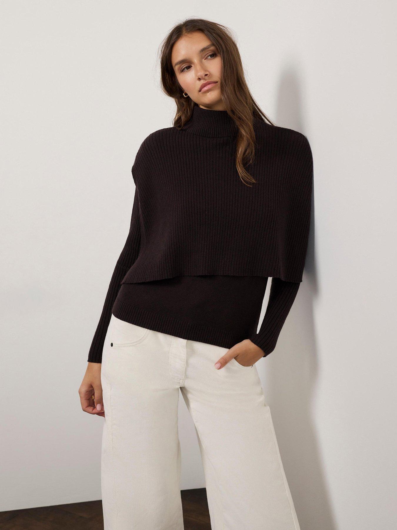 Mint Velvet Scarf Knit Jumper - Brown