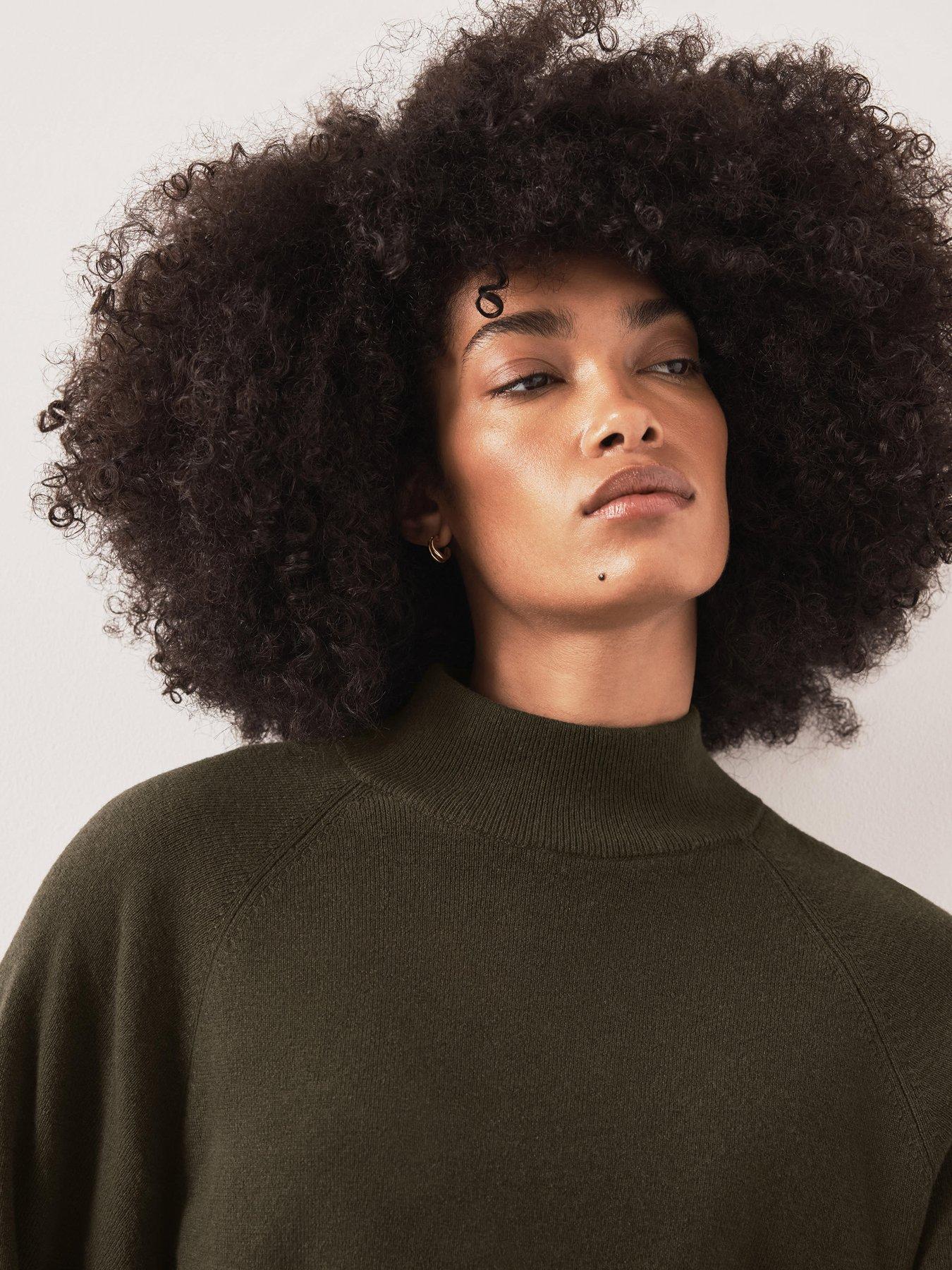 Image 4 of 6 of Mint Velvet Khaki Batwing Sleeve Knit Top - Green