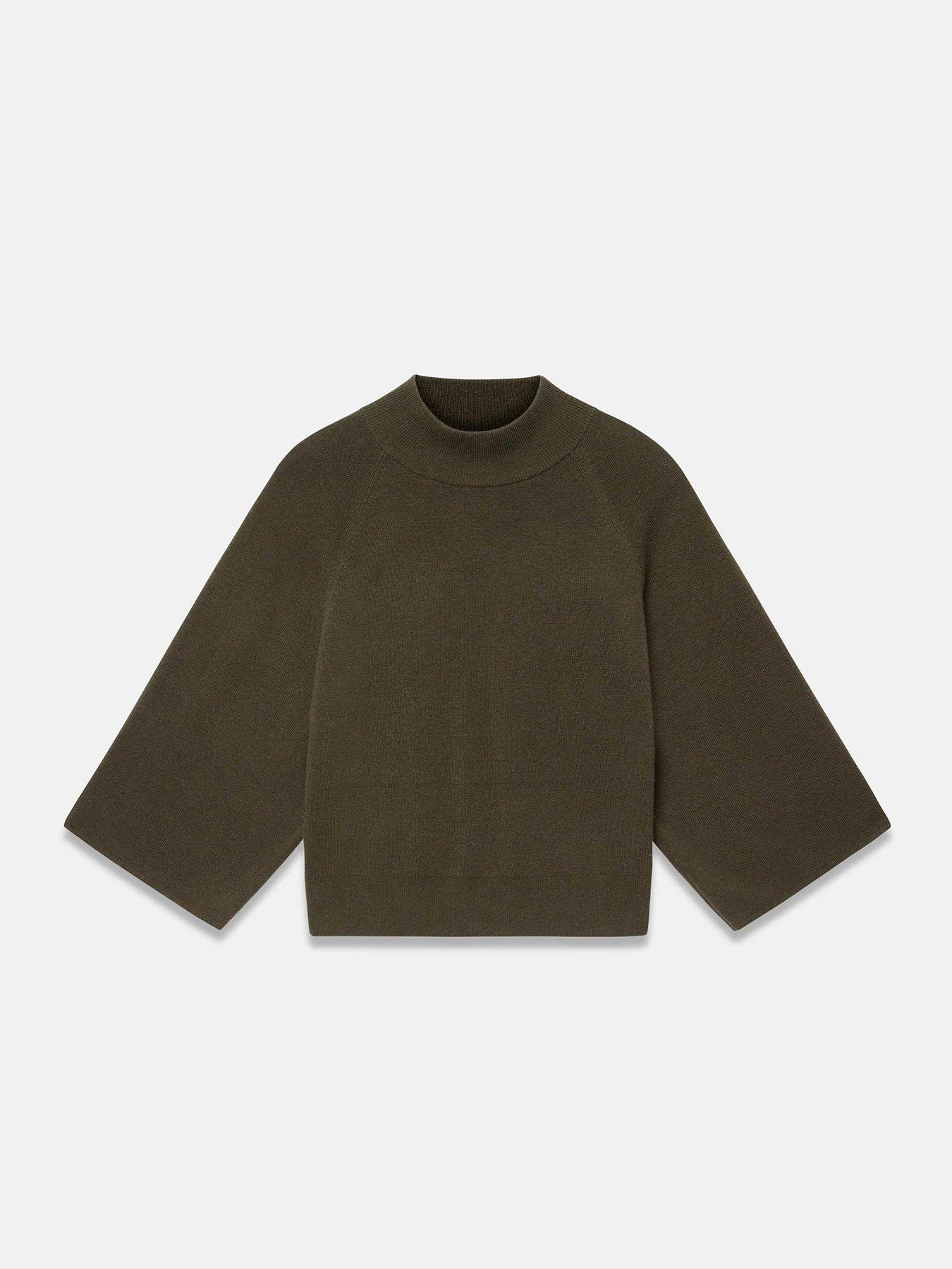 Image 5 of 6 of Mint Velvet Khaki Batwing Sleeve Knit Top - Green
