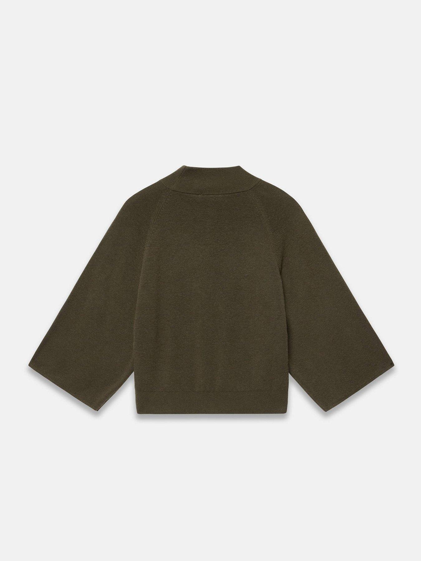 Image 6 of 6 of Mint Velvet Khaki Batwing Sleeve Knit Top - Green