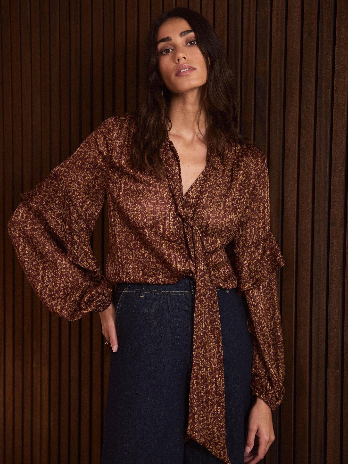 Image 3 of 6 of Mint Velvet Ditsy Floral Print Blouse - Brown