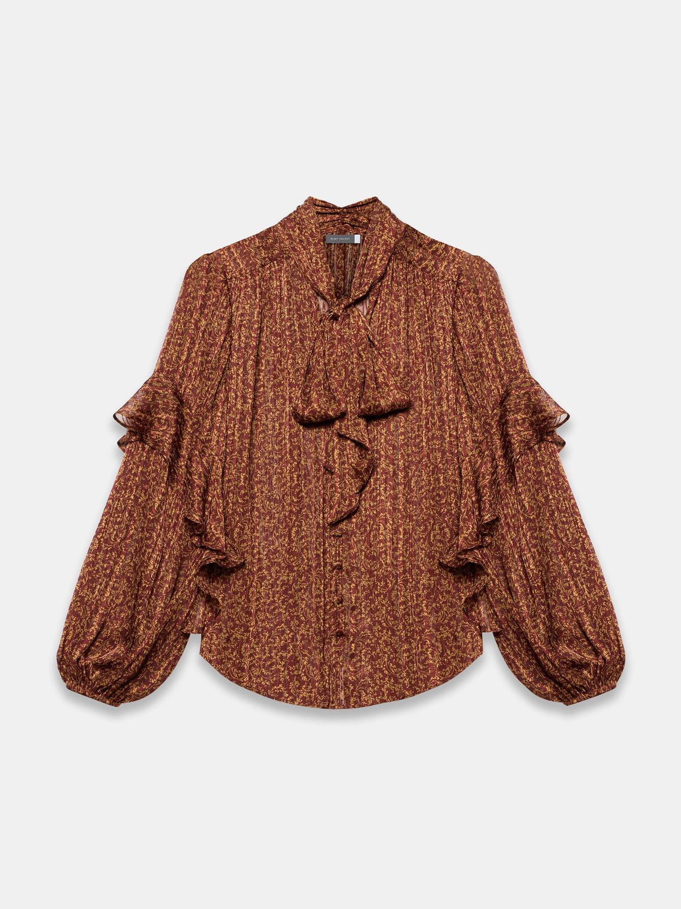 Image 5 of 6 of Mint Velvet Ditsy Floral Print Blouse - Brown