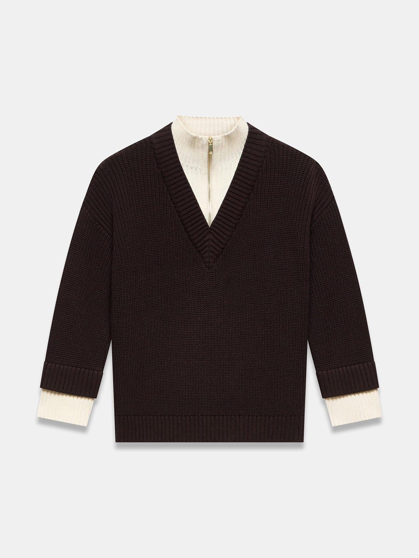 Image 5 of 6 of Mint Velvet Funnel Neck Jumper - Brown