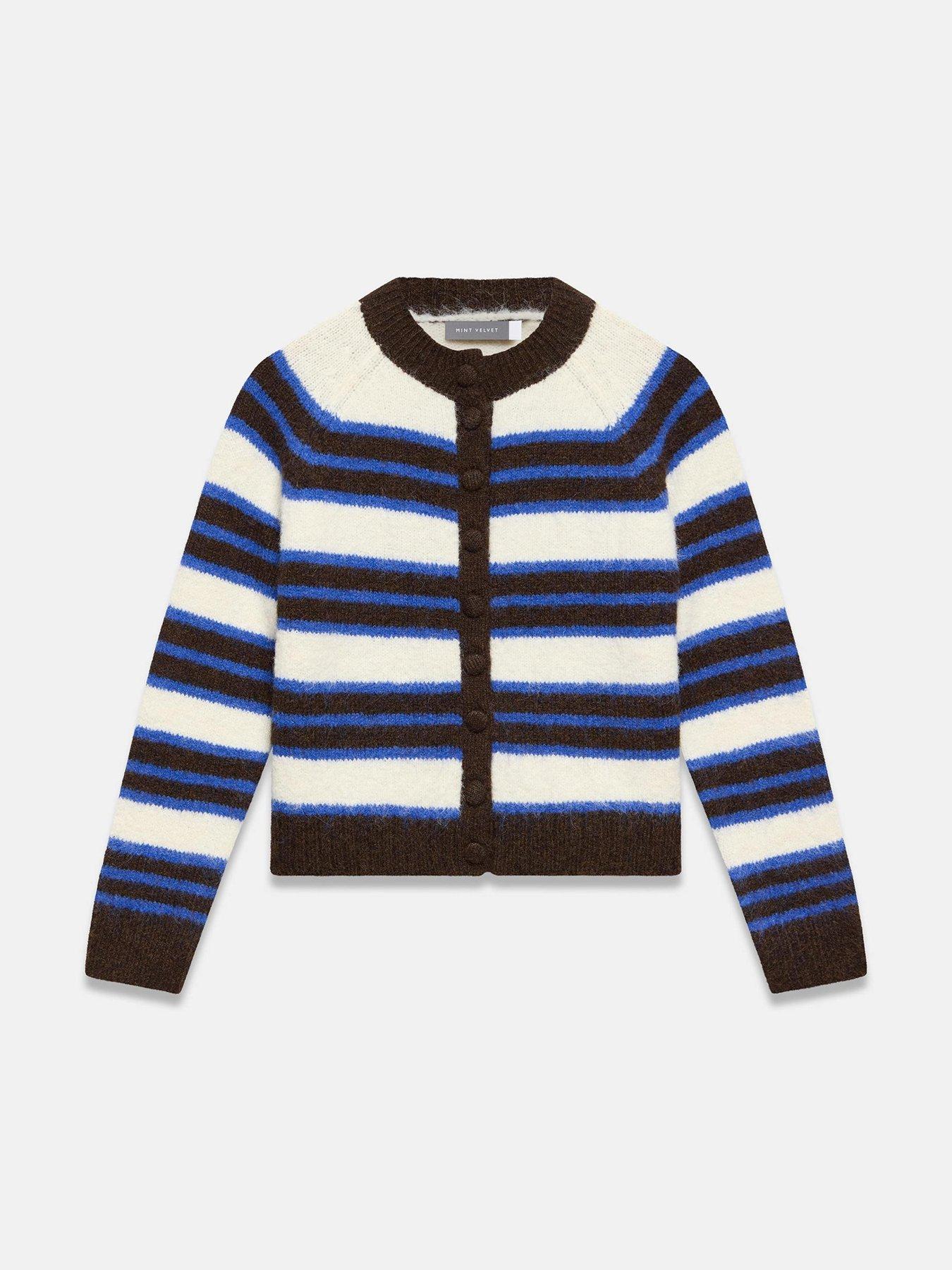 Image 5 of 6 of Mint Velvet Stripe Cardigan - Brown &amp; Blue