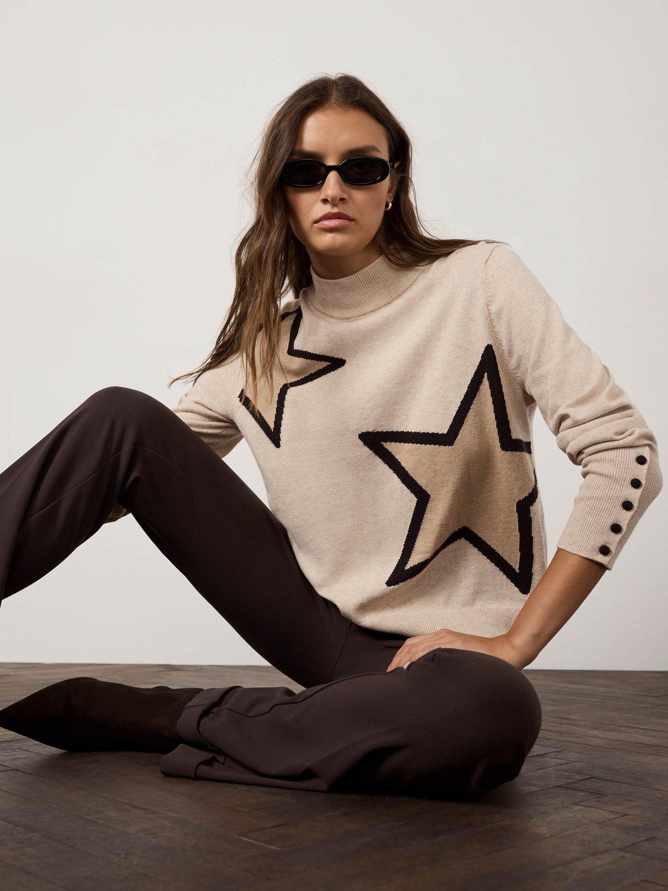 Mint Velvet Chocolate Star Longline Jumper - Cream
