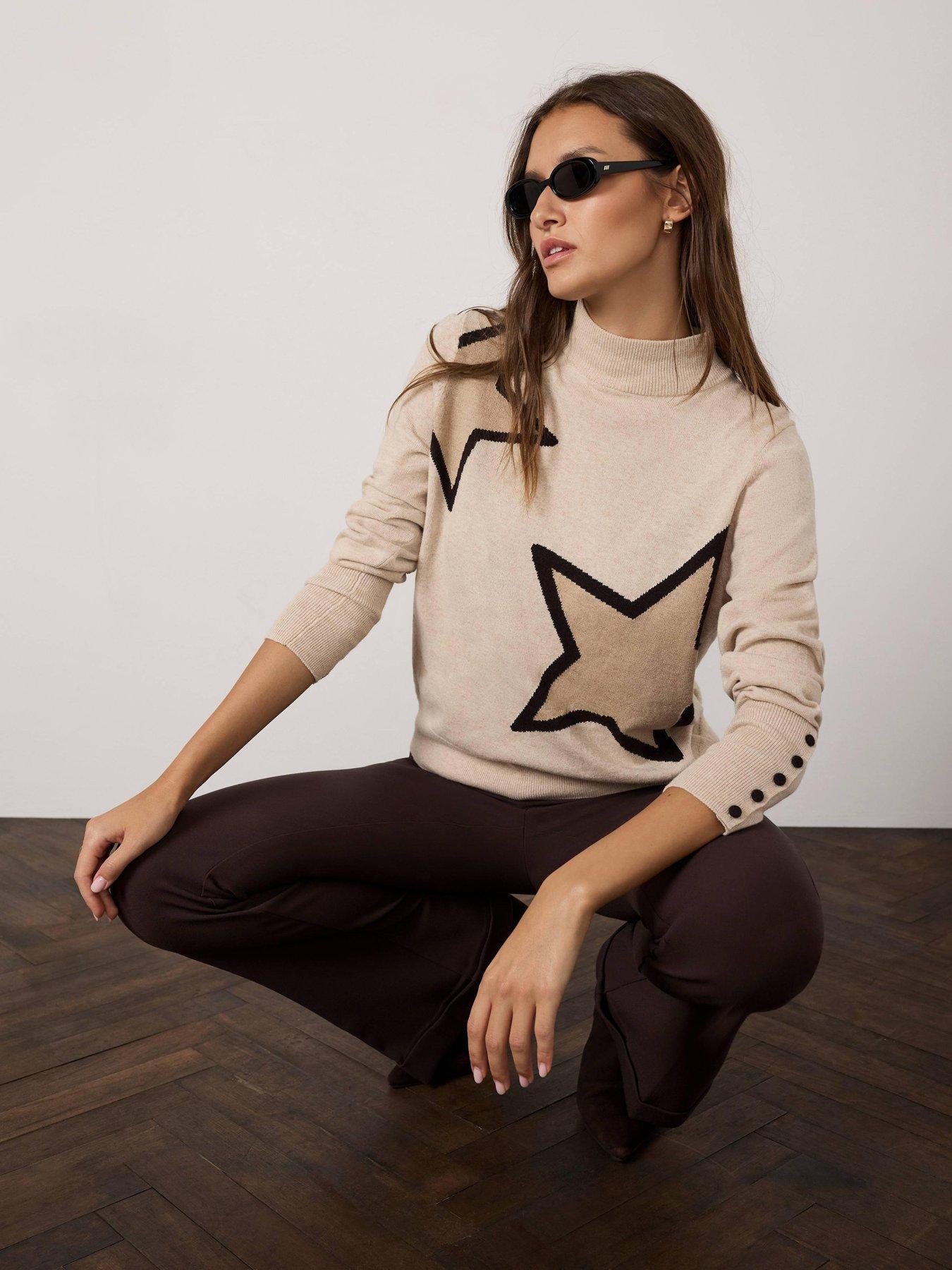 Image 2 of 6 of Mint Velvet Chocolate Star Longline Jumper - Cream