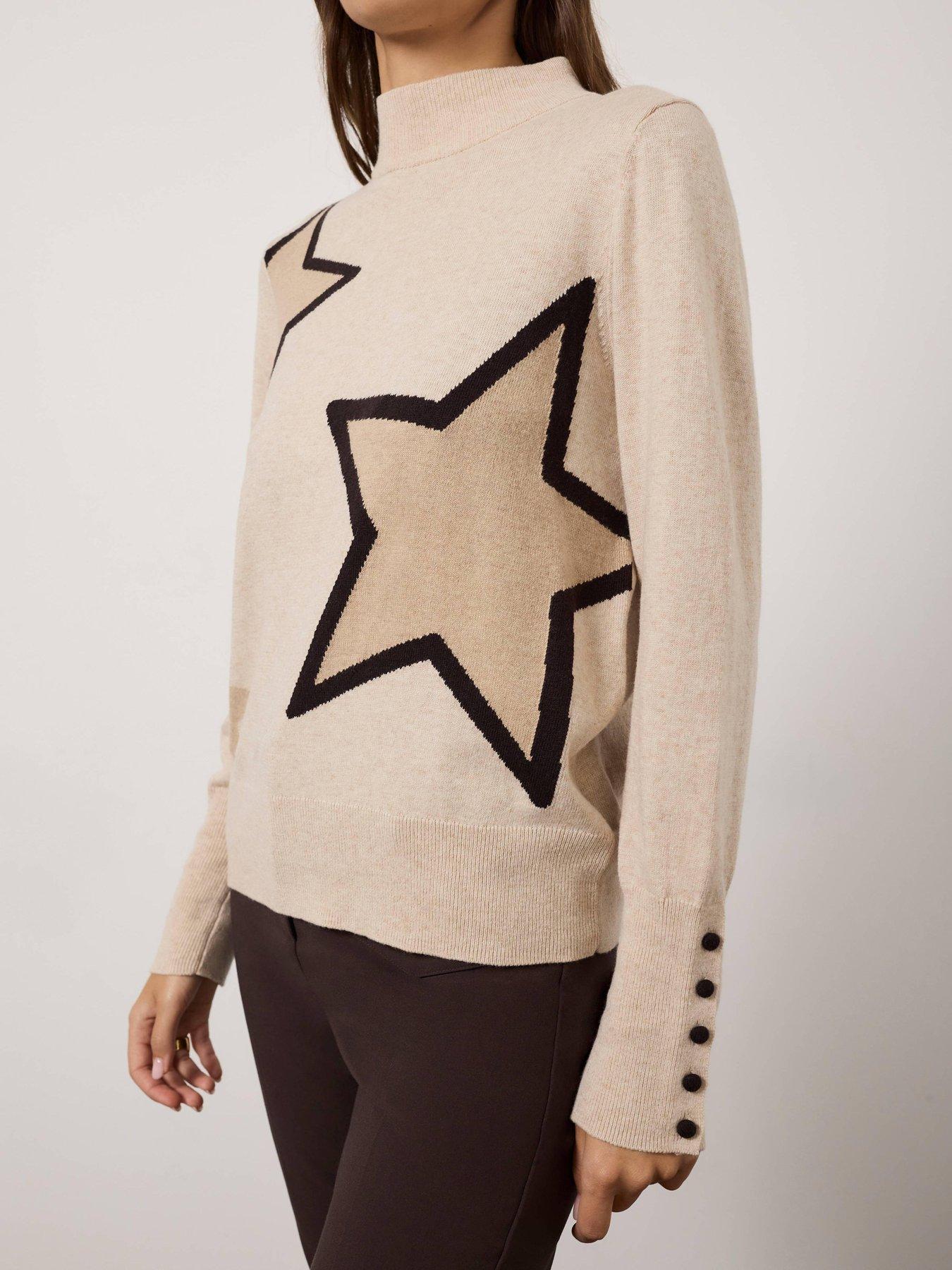Image 3 of 6 of Mint Velvet Chocolate Star Longline Jumper - Cream