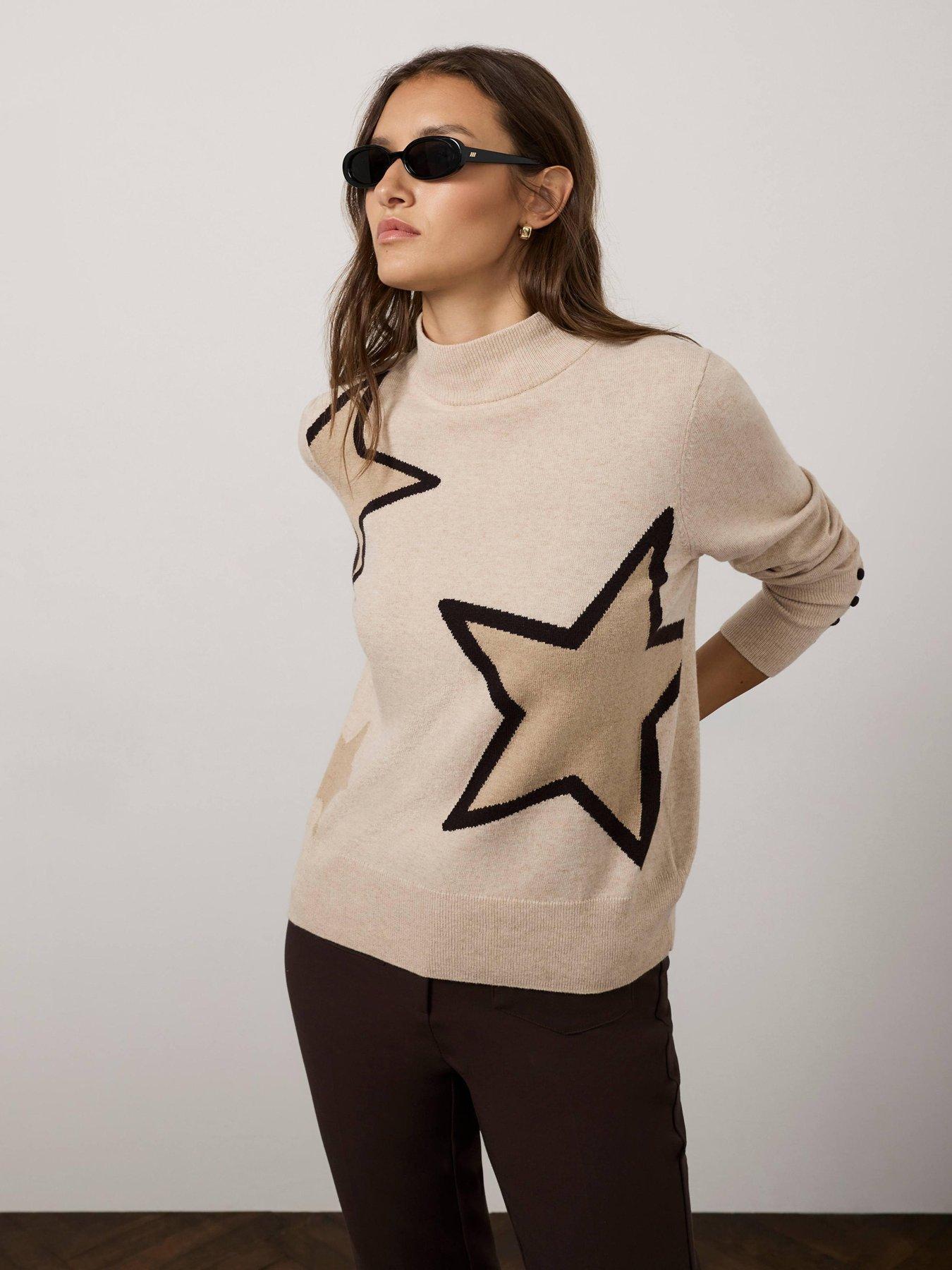 Image 4 of 6 of Mint Velvet Chocolate Star Longline Jumper - Cream