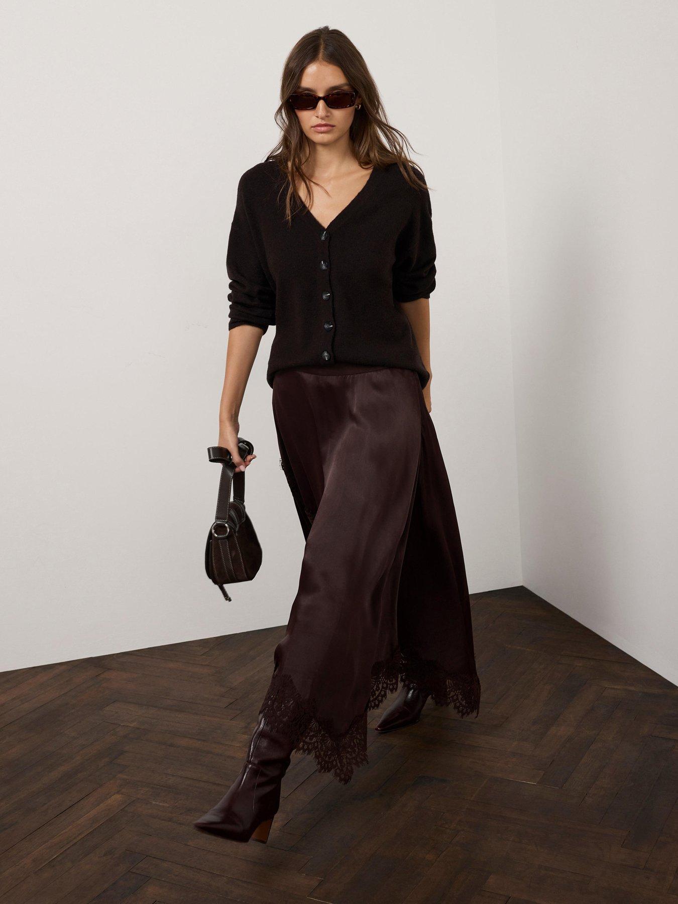 Image 1 of 6 of Mint Velvet V Neck Knit Cardigan - Brown