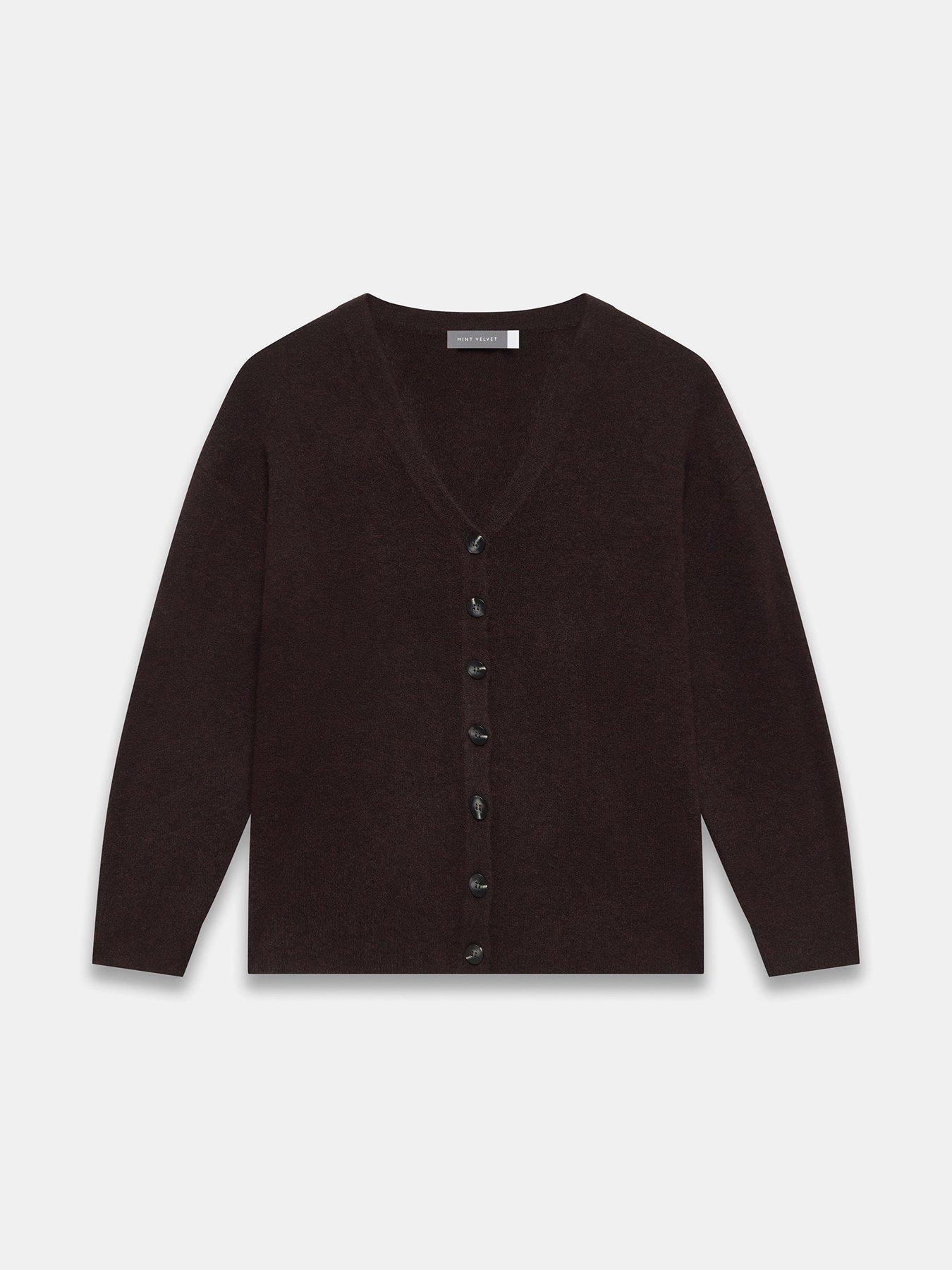 Image 5 of 6 of Mint Velvet V Neck Knit Cardigan - Brown